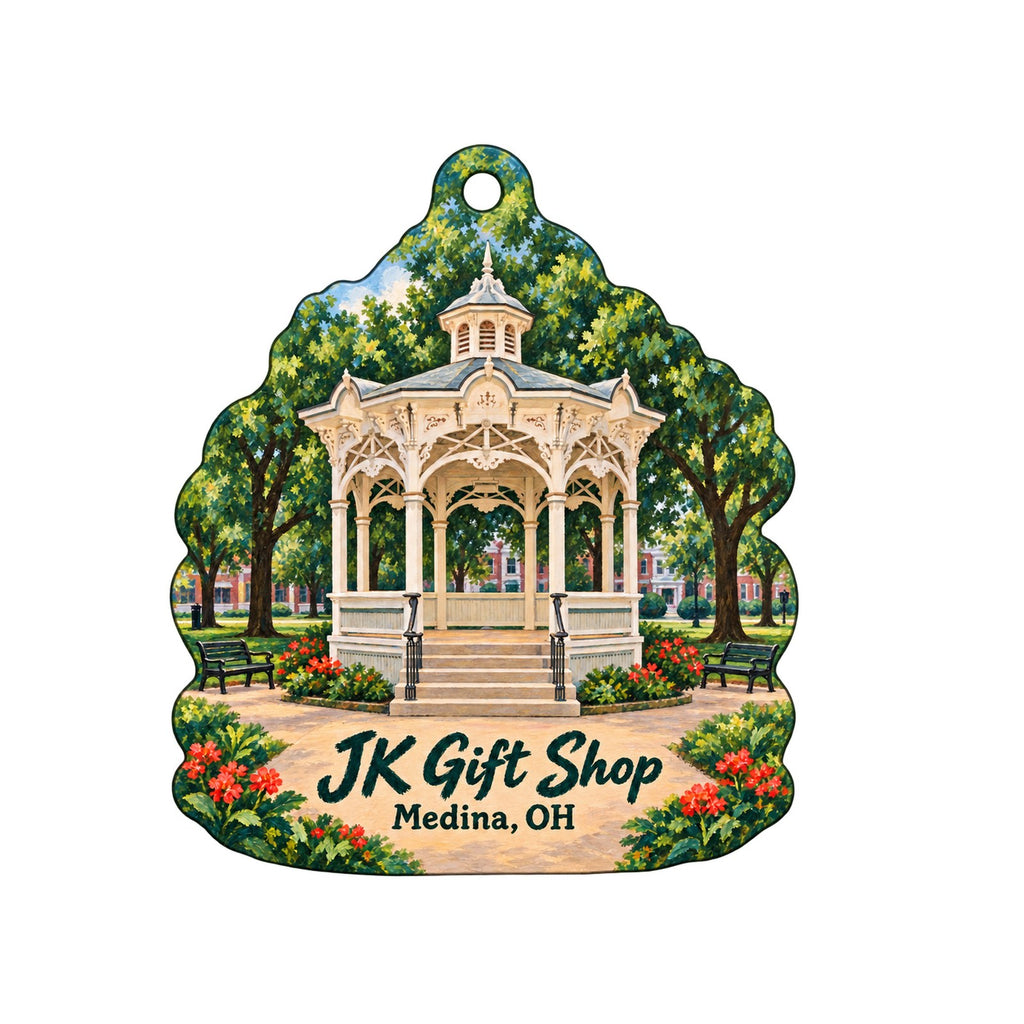 JK Gift Shop Logo custom wood ornament OC467 on white