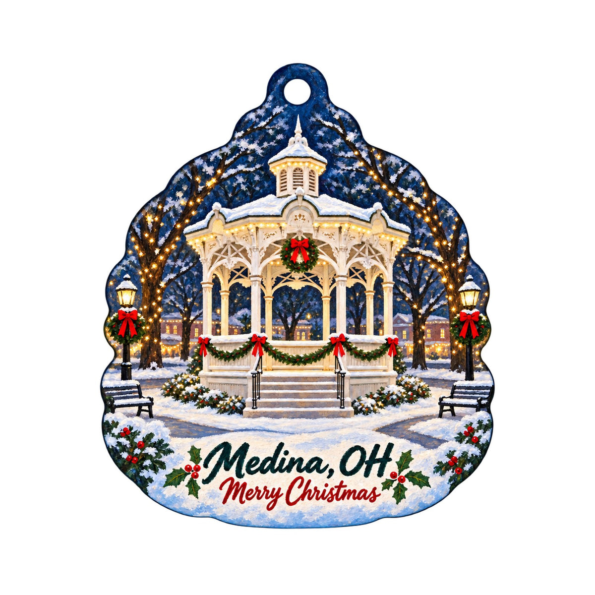 JK Gift Shop Christmas custom wood ornament OC468 on white