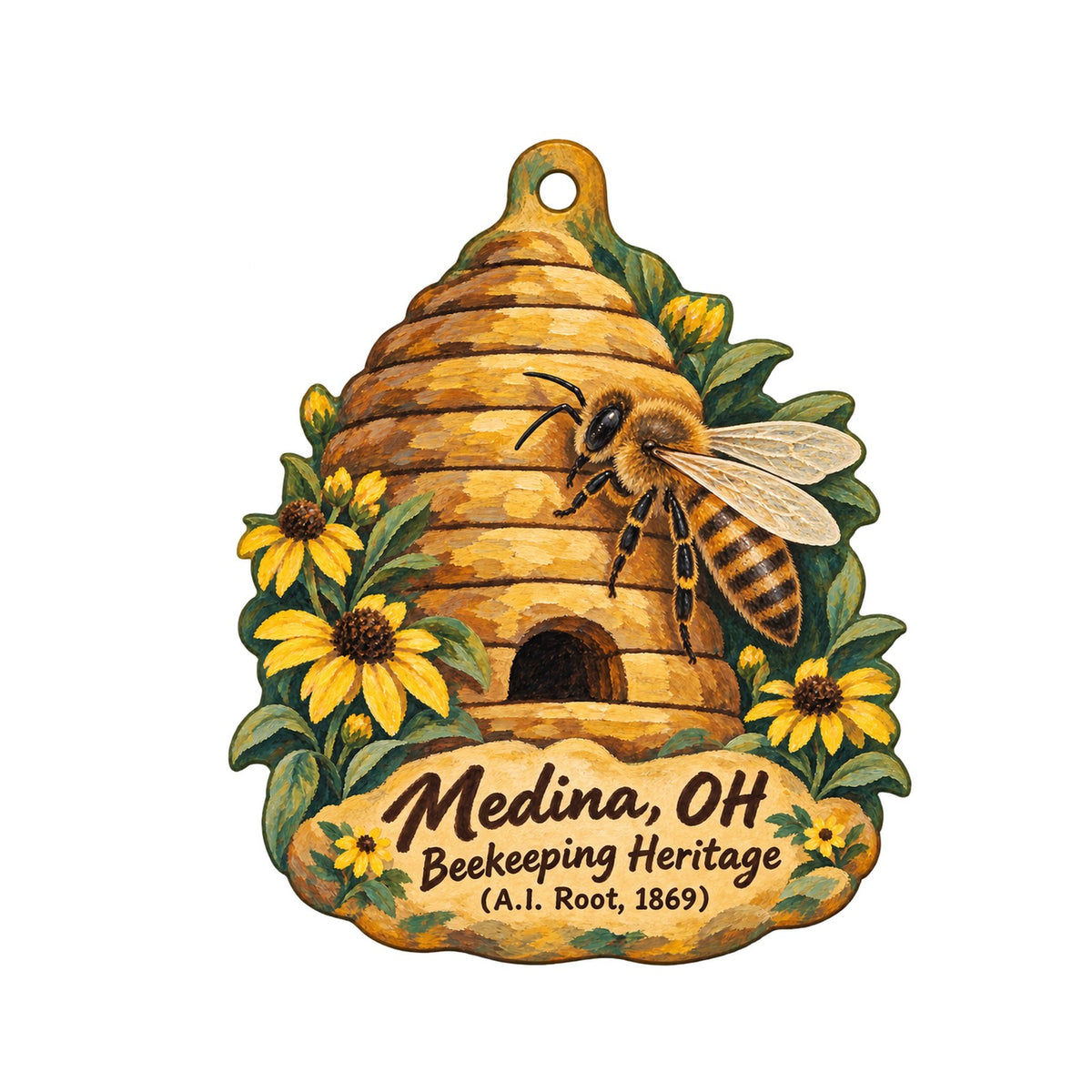 JK Gift Shop Town Icon custom wood ornament OC469 on white