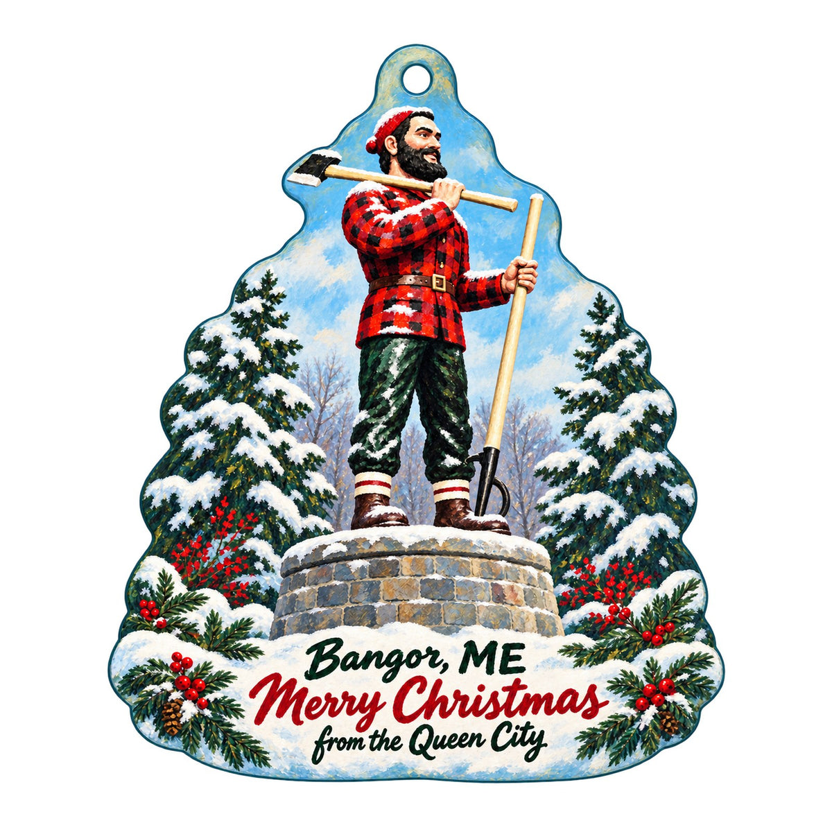 The Rock & Art Shop Christmas custom wood ornament OC471 on white