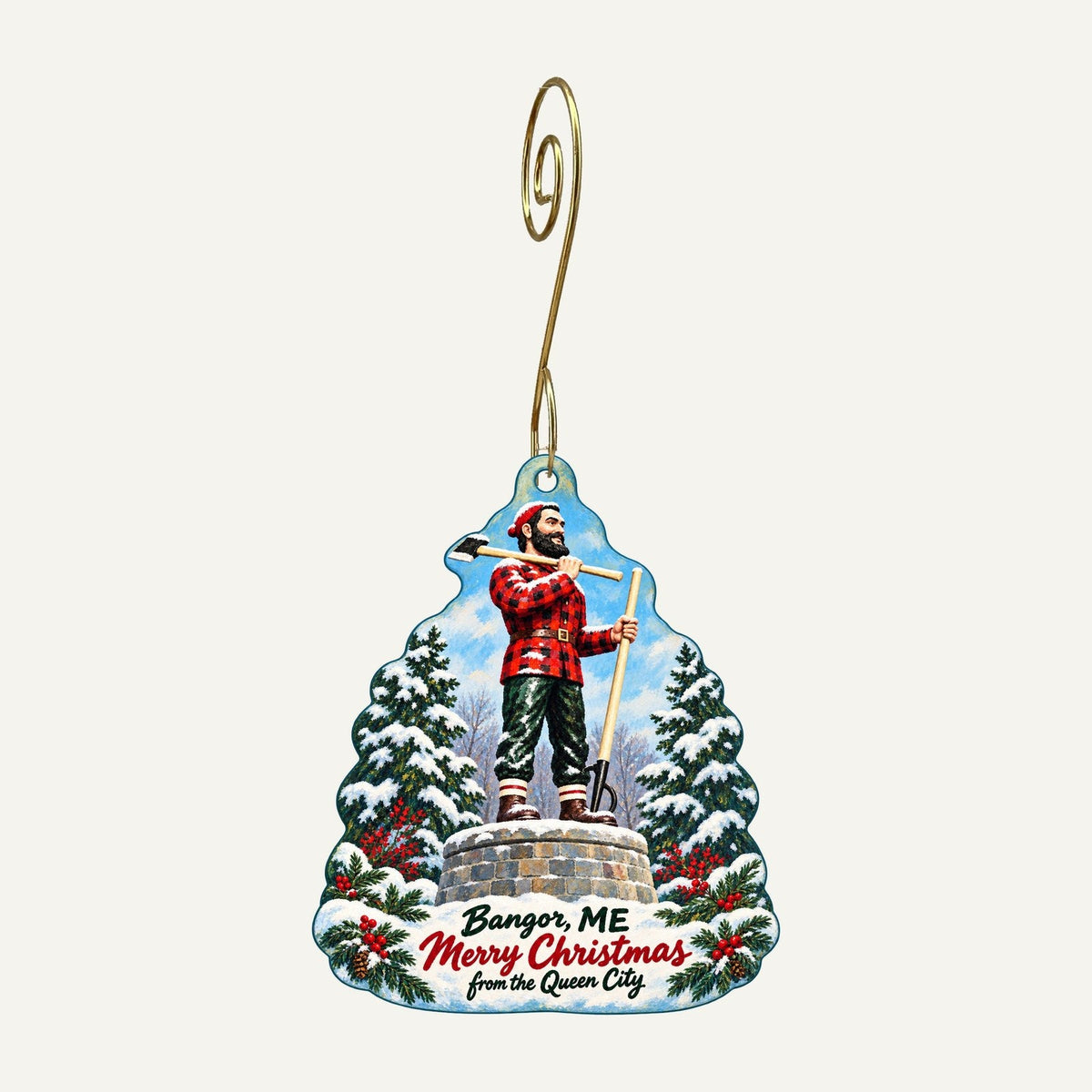 The Rock & Art Shop Christmas custom wood ornament OC471 hanging on hook