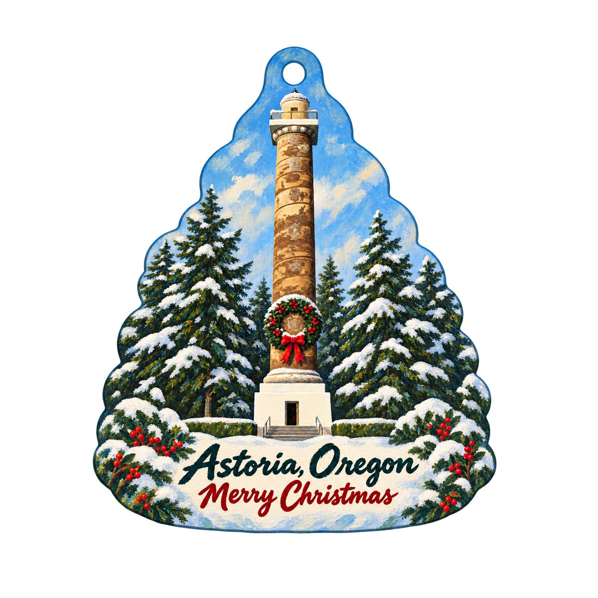 CMH Auxiliary Gift Shop Christmas custom wood ornament OC474 on white