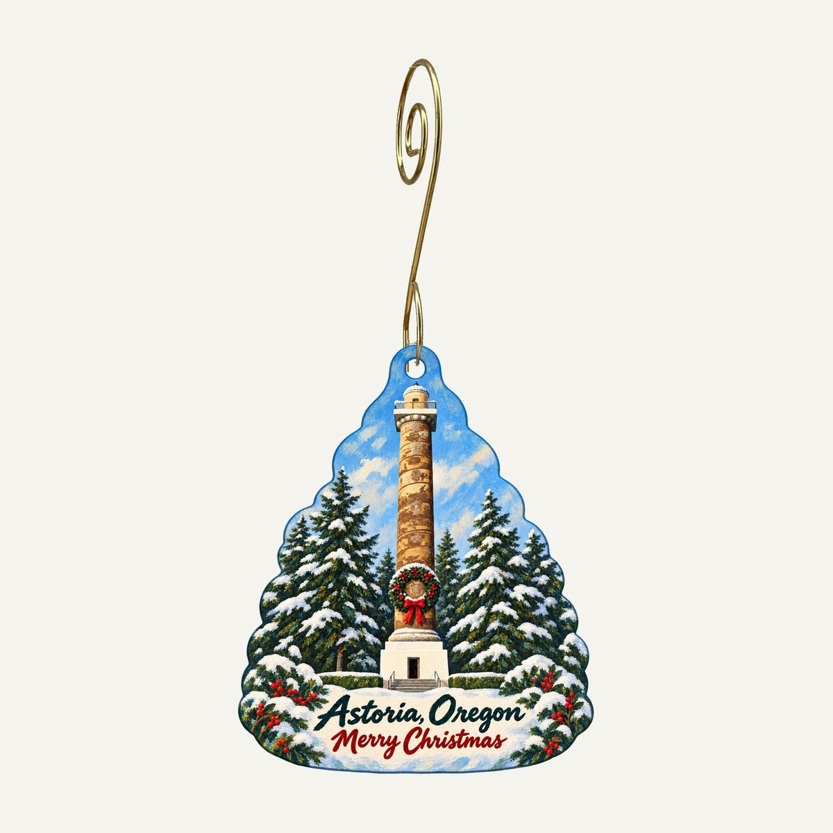 CMH Auxiliary Gift Shop Christmas custom wood ornament OC474 hanging on hook