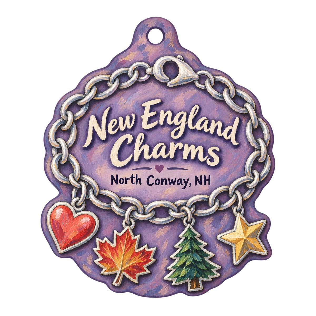New England Charms Logo custom wood ornament OC476 on white