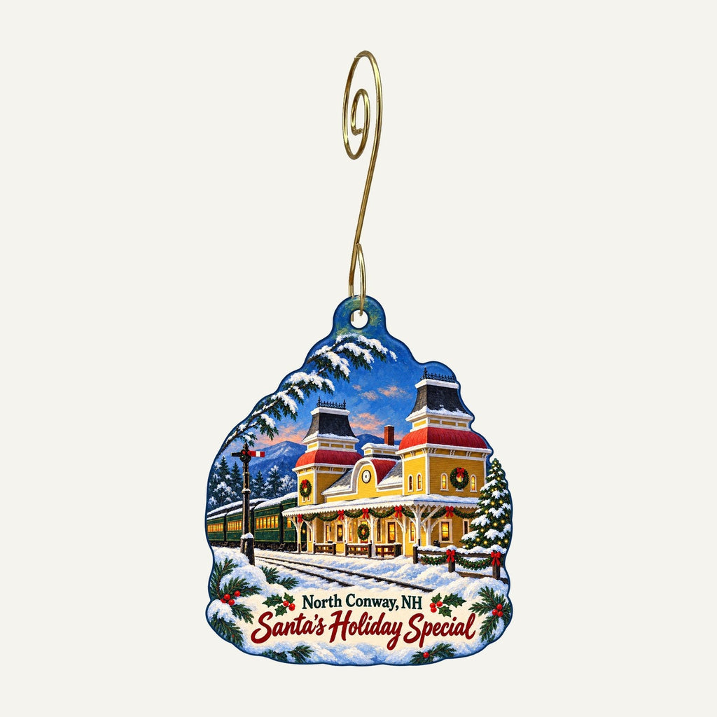 New England Charms Christmas custom wood ornament OC477 hanging on hook