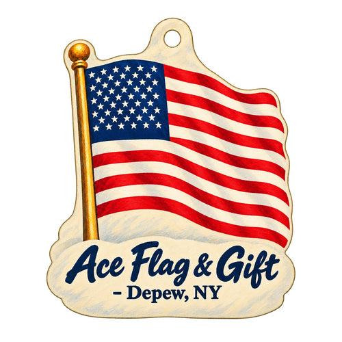 Ace Flag & Gift Shop Logo custom wood ornament OC479 on white