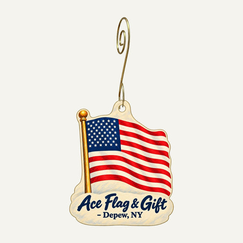 Ace Flag & Gift Shop Logo custom wood ornament OC479 hanging on hook