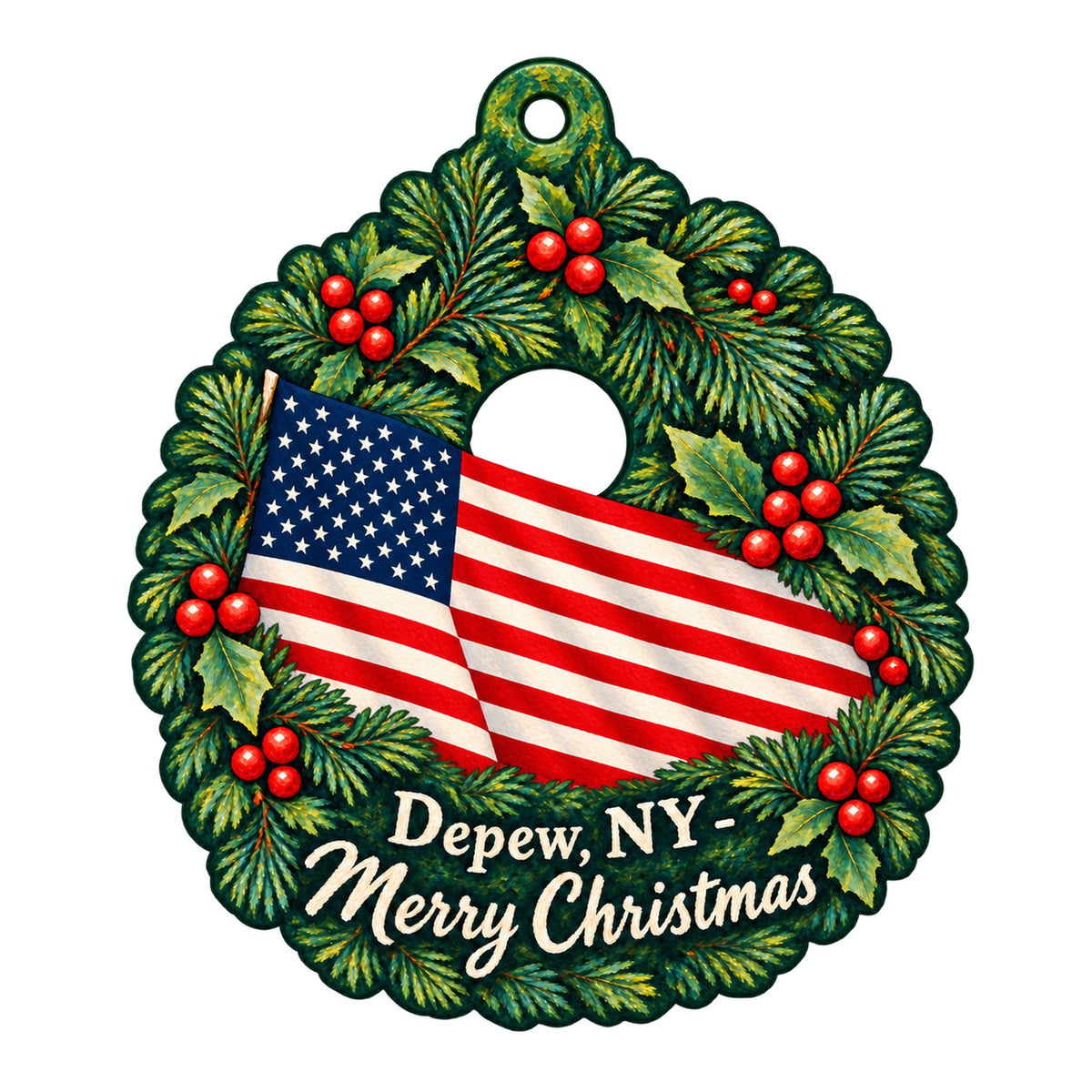 Ace Flag & Gift Shop Christmas custom wood ornament OC480 on white