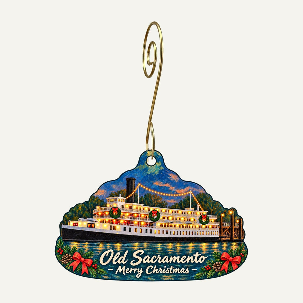 Evangeline's Christmas custom wood ornament OC483 hanging on hook