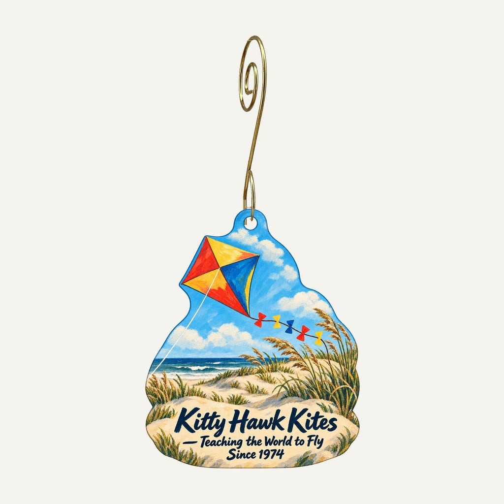 Kitty Hawk Kites Logo custom wood ornament OC485 hanging on hook