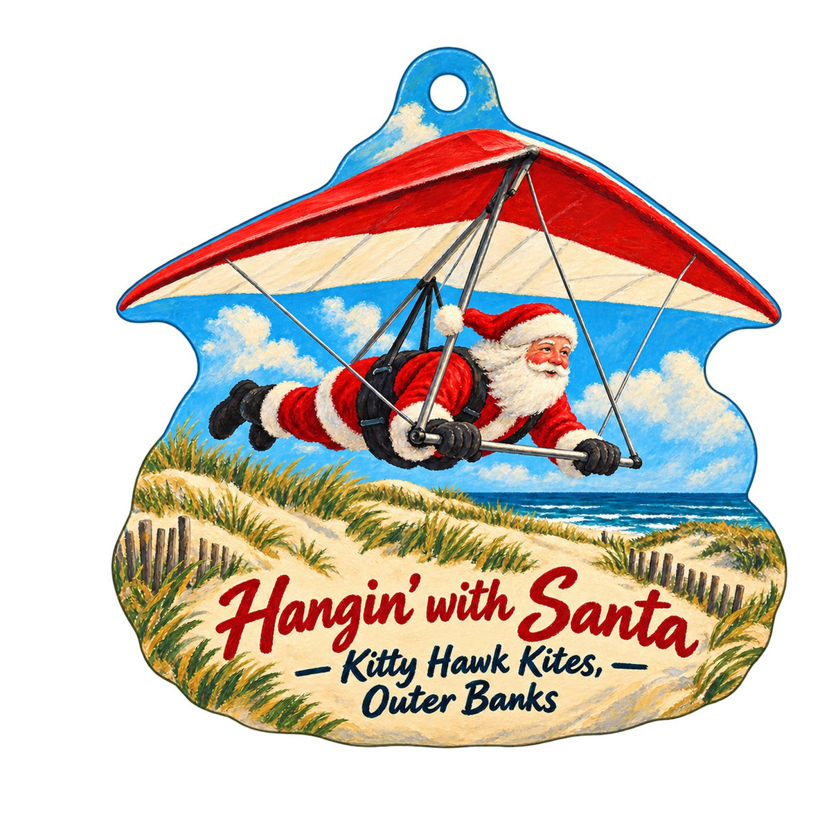 Kitty Hawk Kites Christmas custom wood ornament OC486 on white