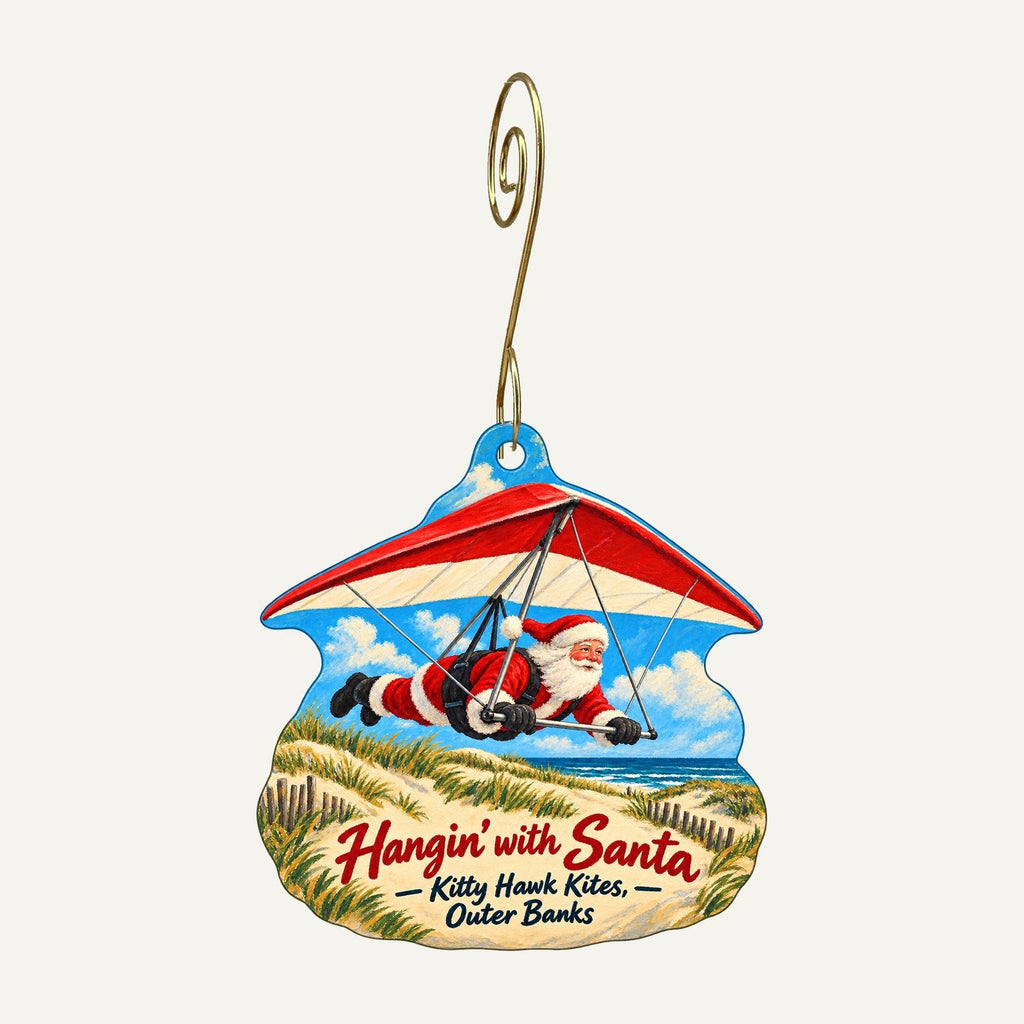 Kitty Hawk Kites Christmas custom wood ornament OC486 hanging on hook