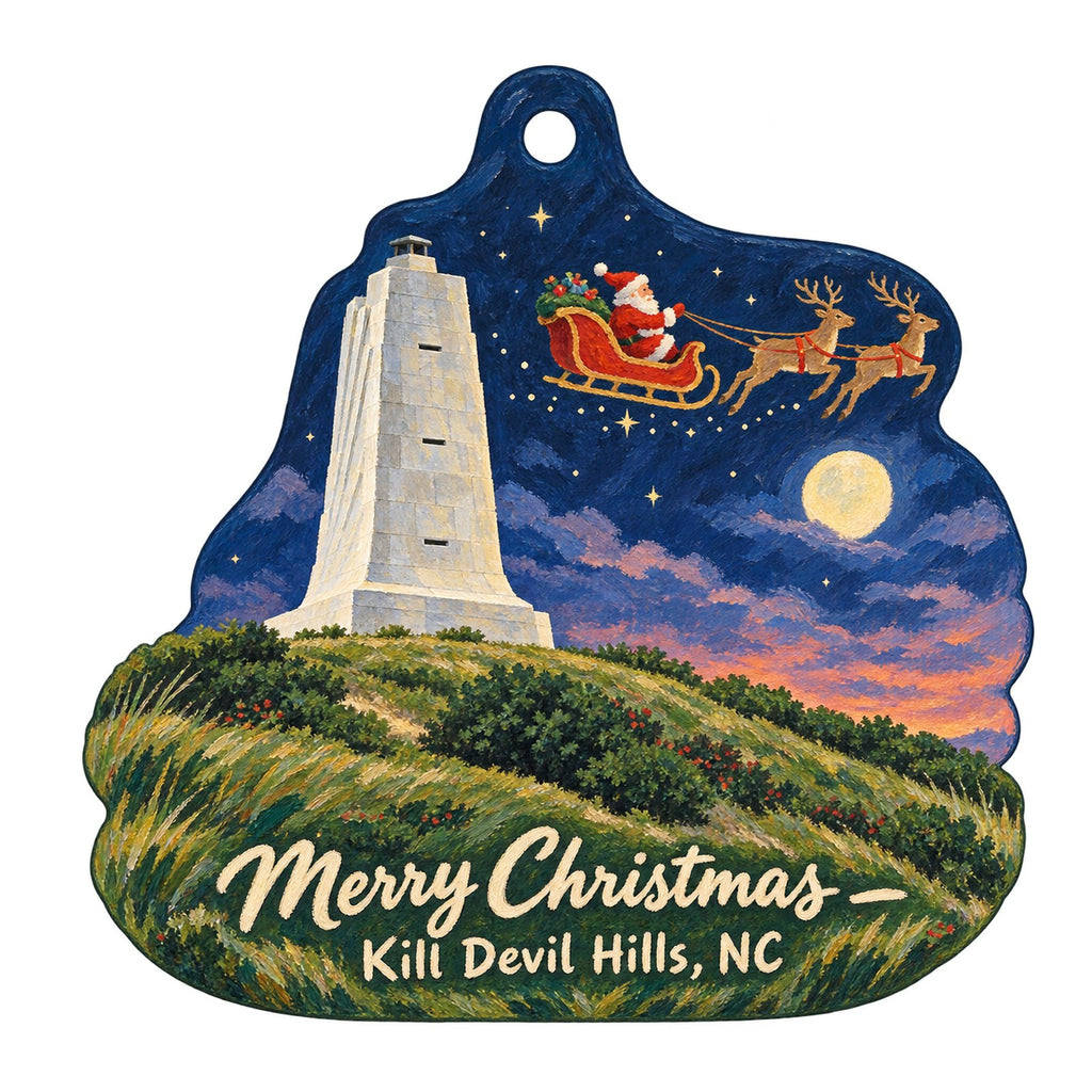 Park Store at Wright Brothers National Memorial Christmas custom wood ornament OC489 on white