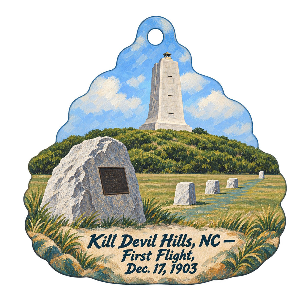 Park Store at Wright Brothers National Memorial Town Icon custom wood ornament OC490 on white