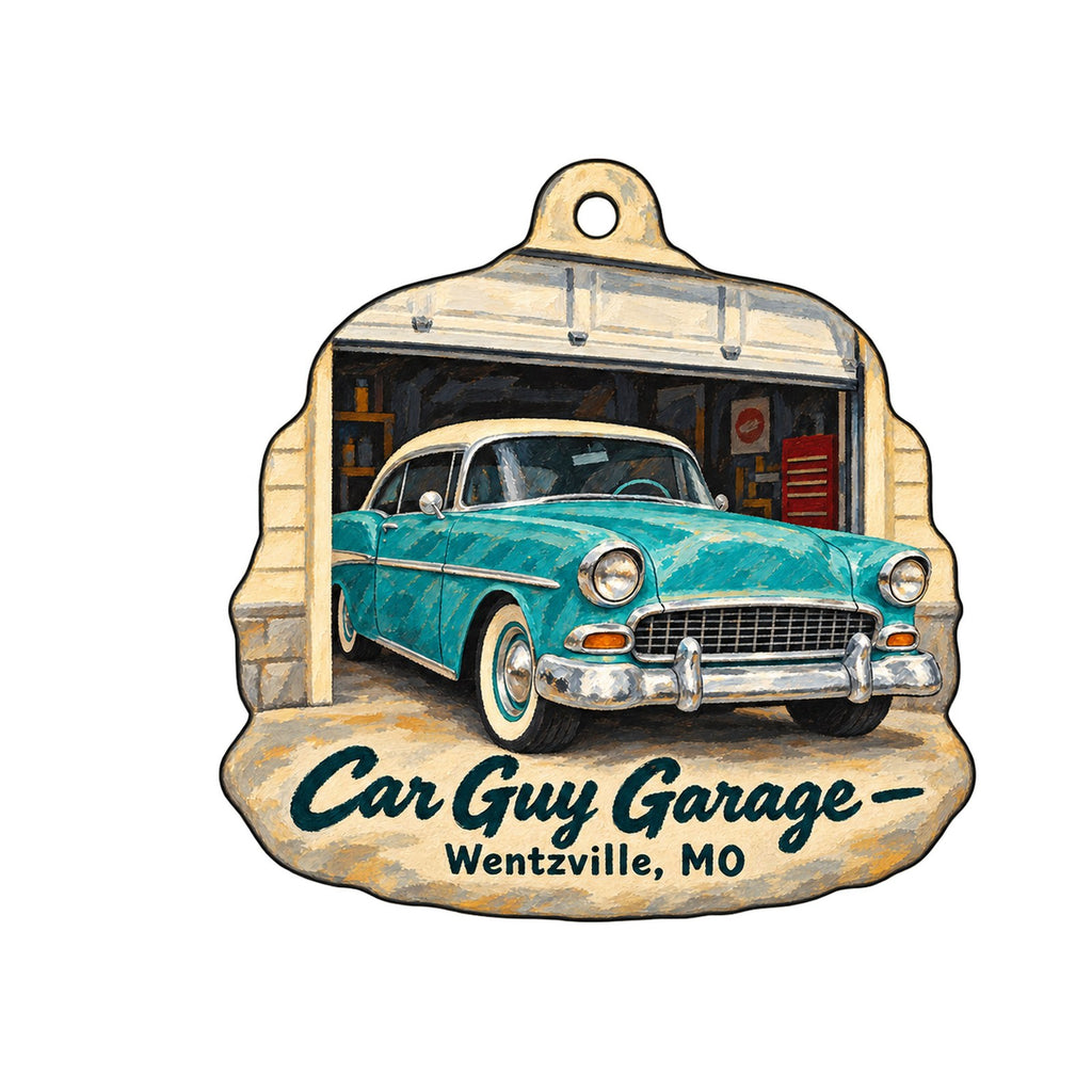 Car Guy Garage Logo custom wood ornament OC491 on white