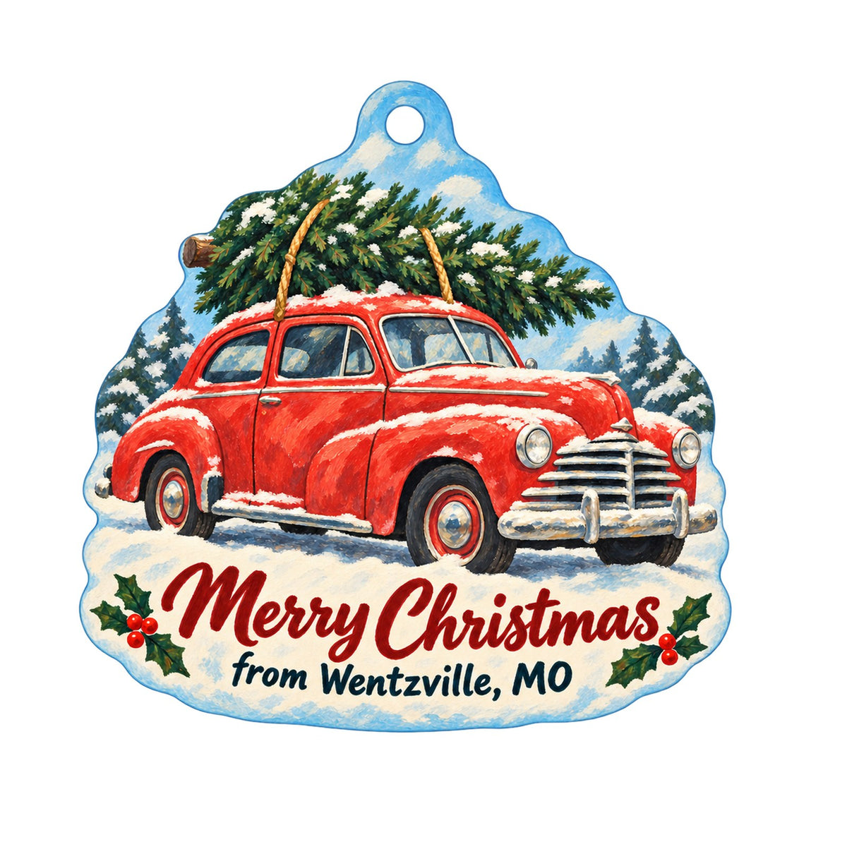 Car Guy Garage Christmas custom wood ornament OC492 on white