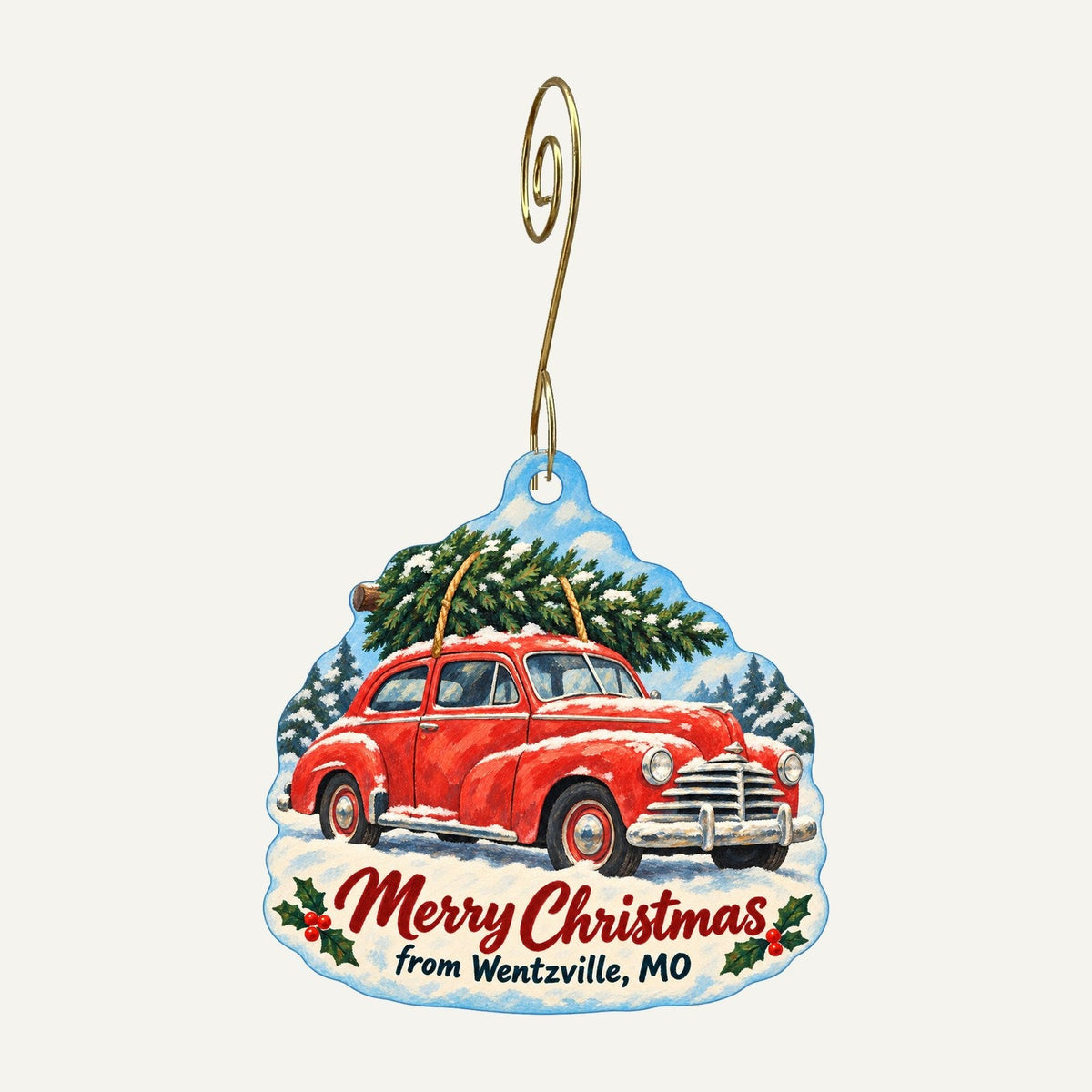 Car Guy Garage Christmas custom wood ornament OC492 hanging on hook