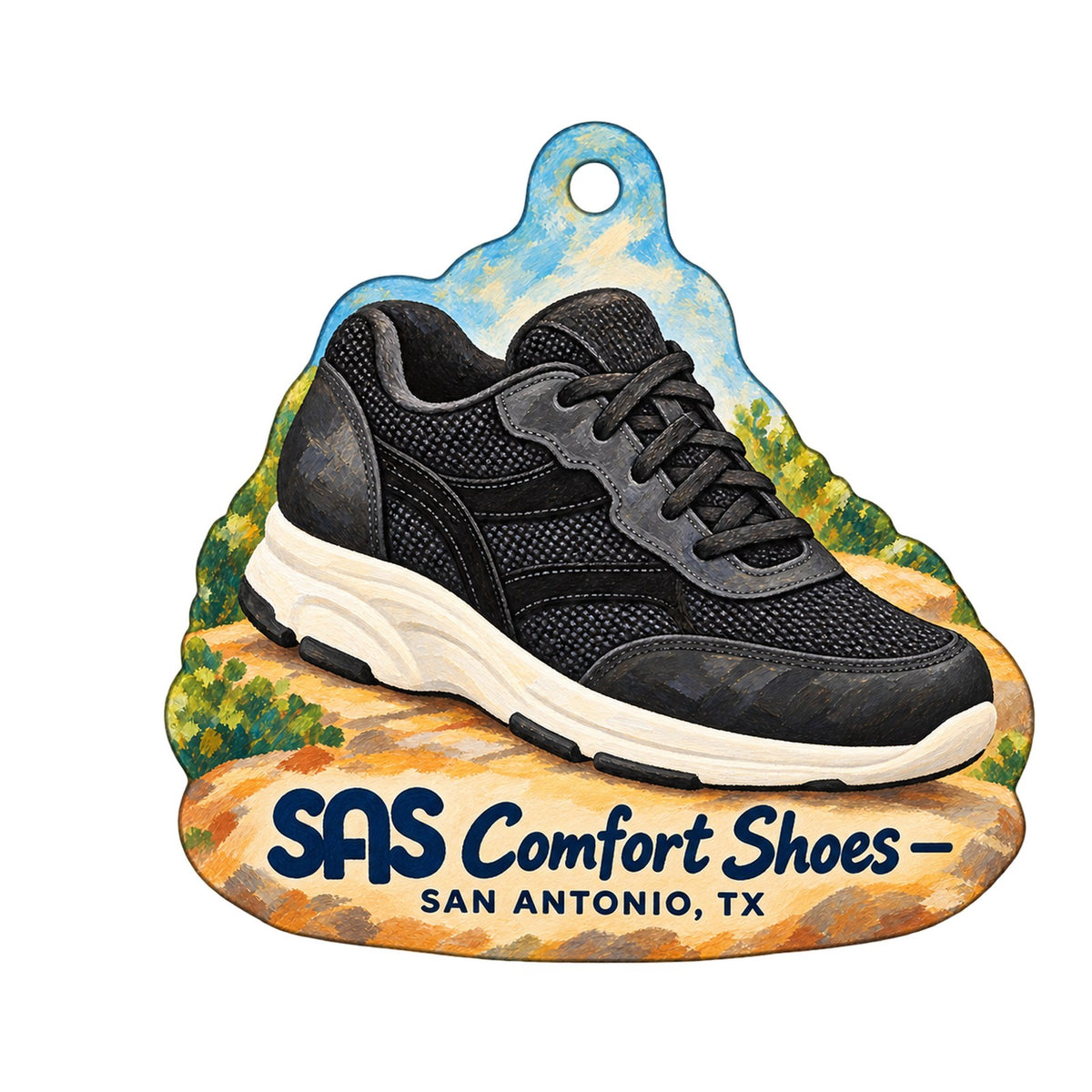 SAS Comfort Shoes Logo custom wood ornament OC494 on white