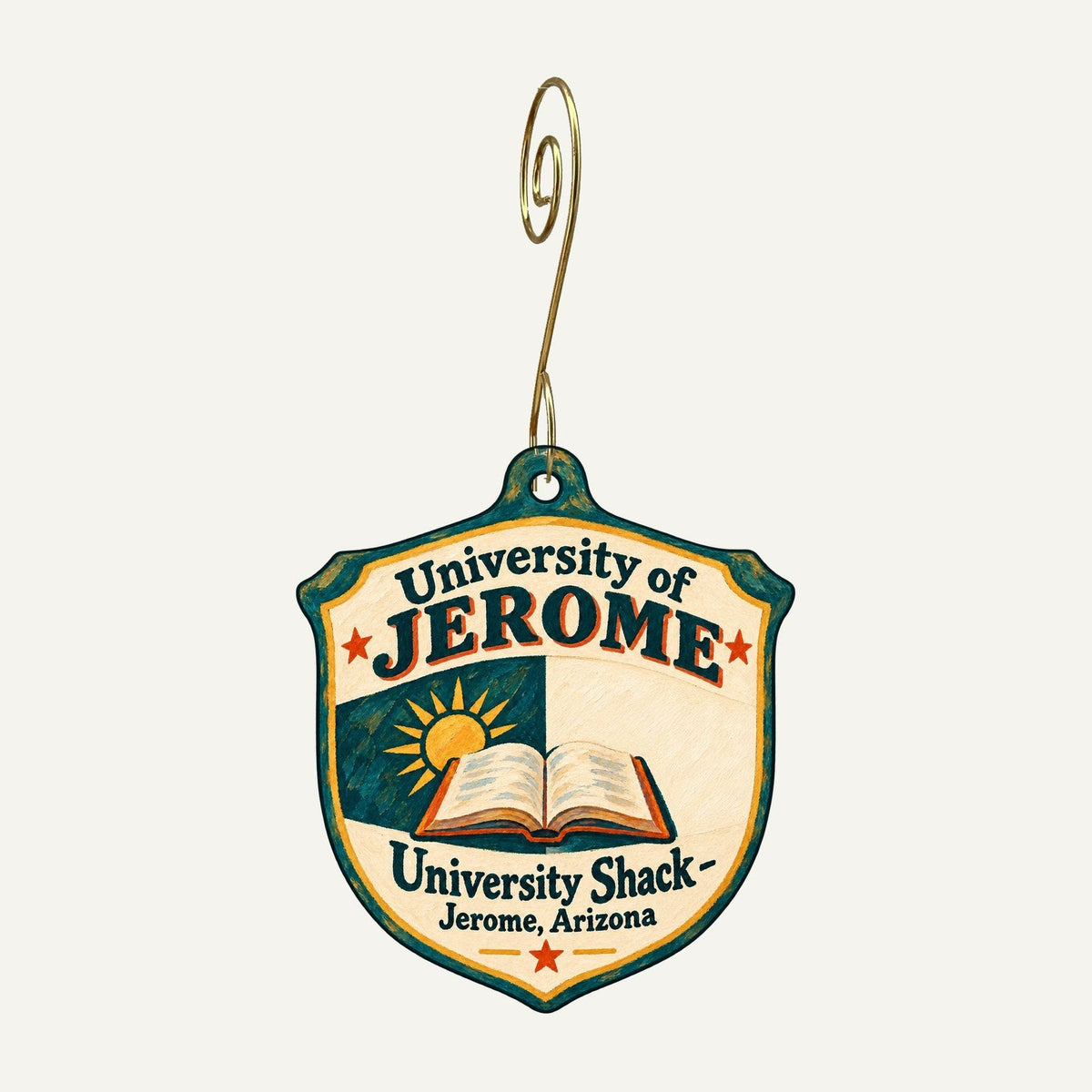 University Shack Logo custom wood ornament OC497 hanging on hook