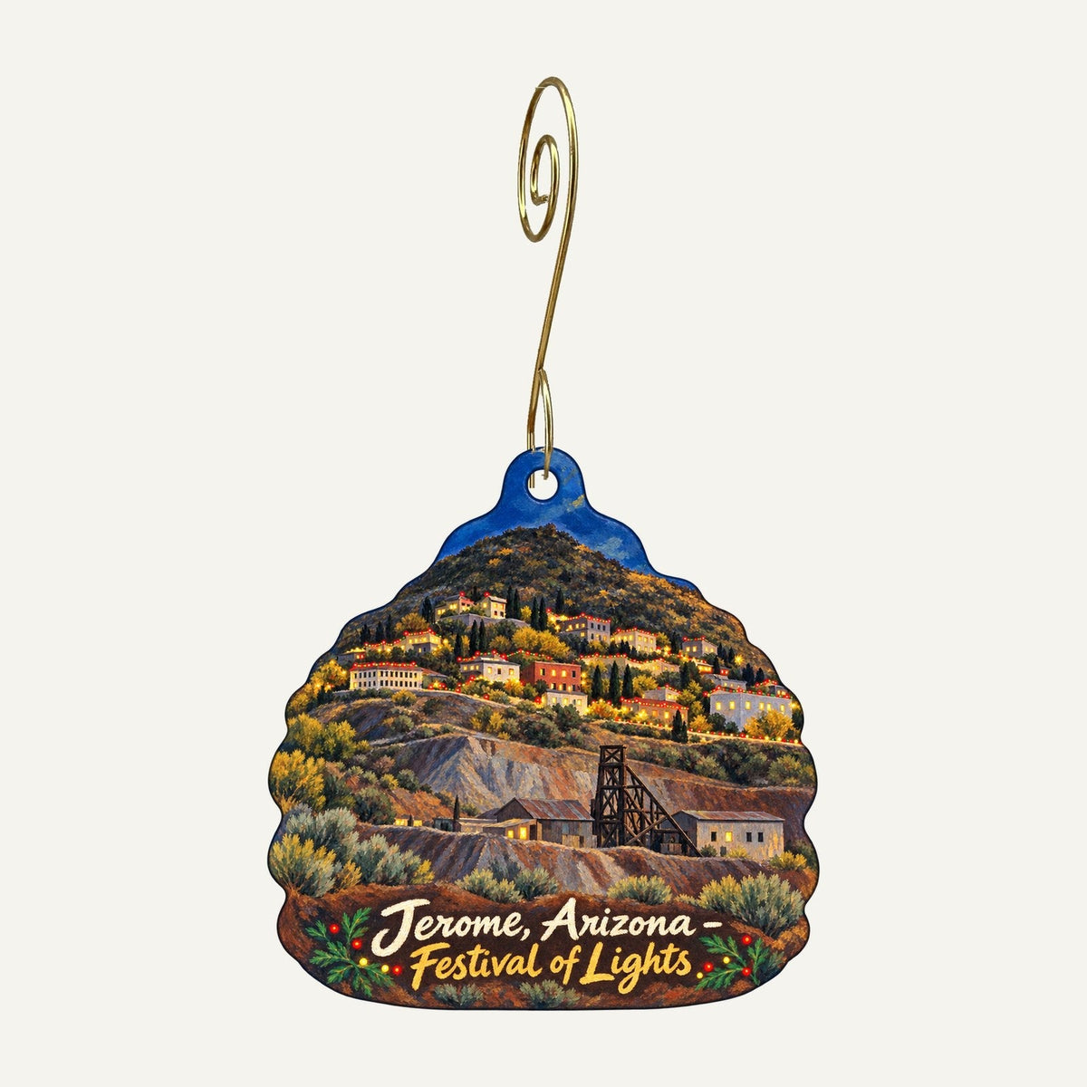 University Shack Christmas custom wood ornament OC498 hanging on hook