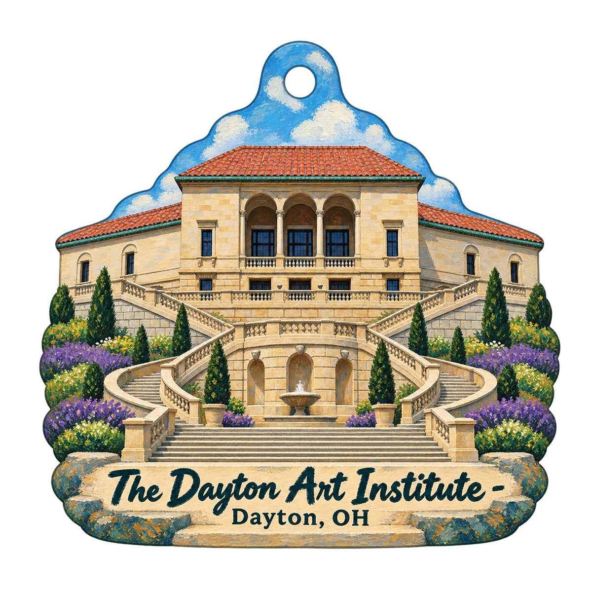 Dayton Art Institute Museum Store Logo custom wood ornament OC503 on white