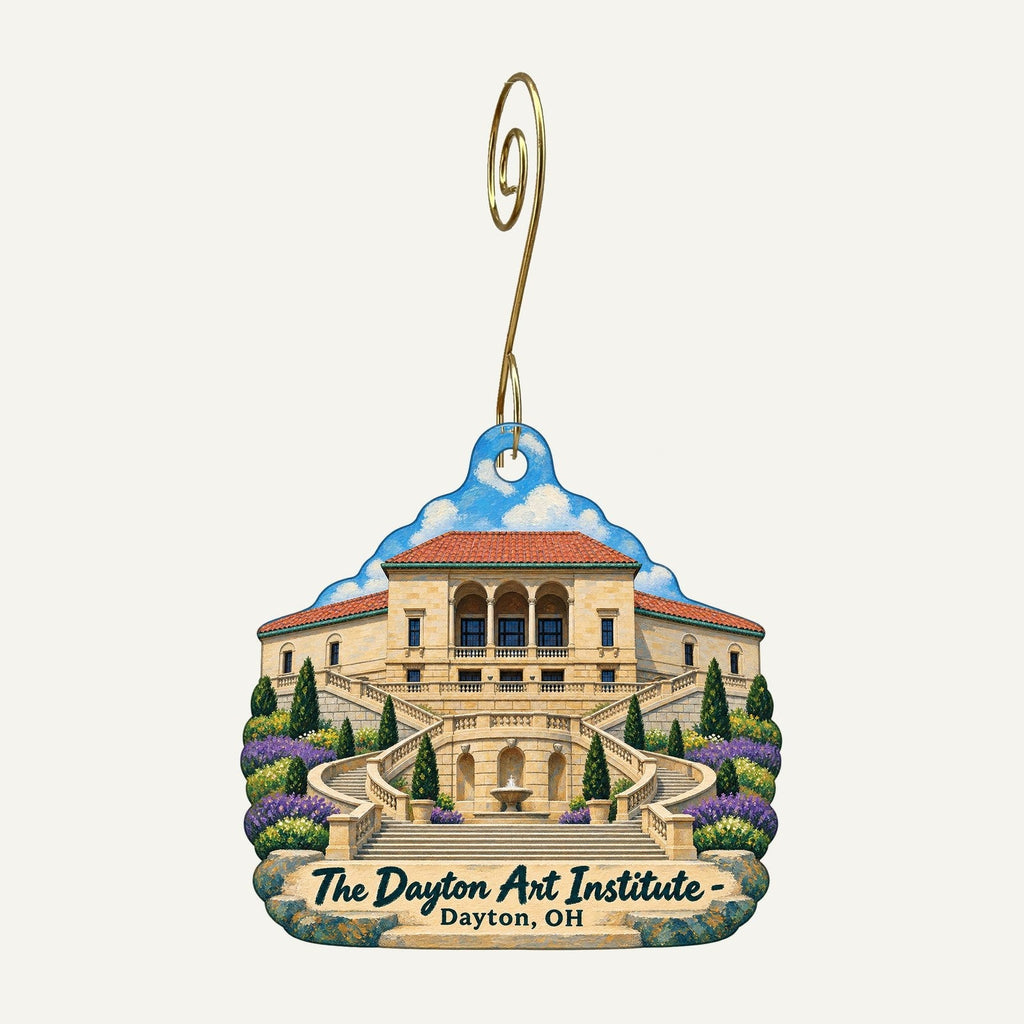 Dayton Art Institute Museum Store Logo custom wood ornament OC503 hanging on hook