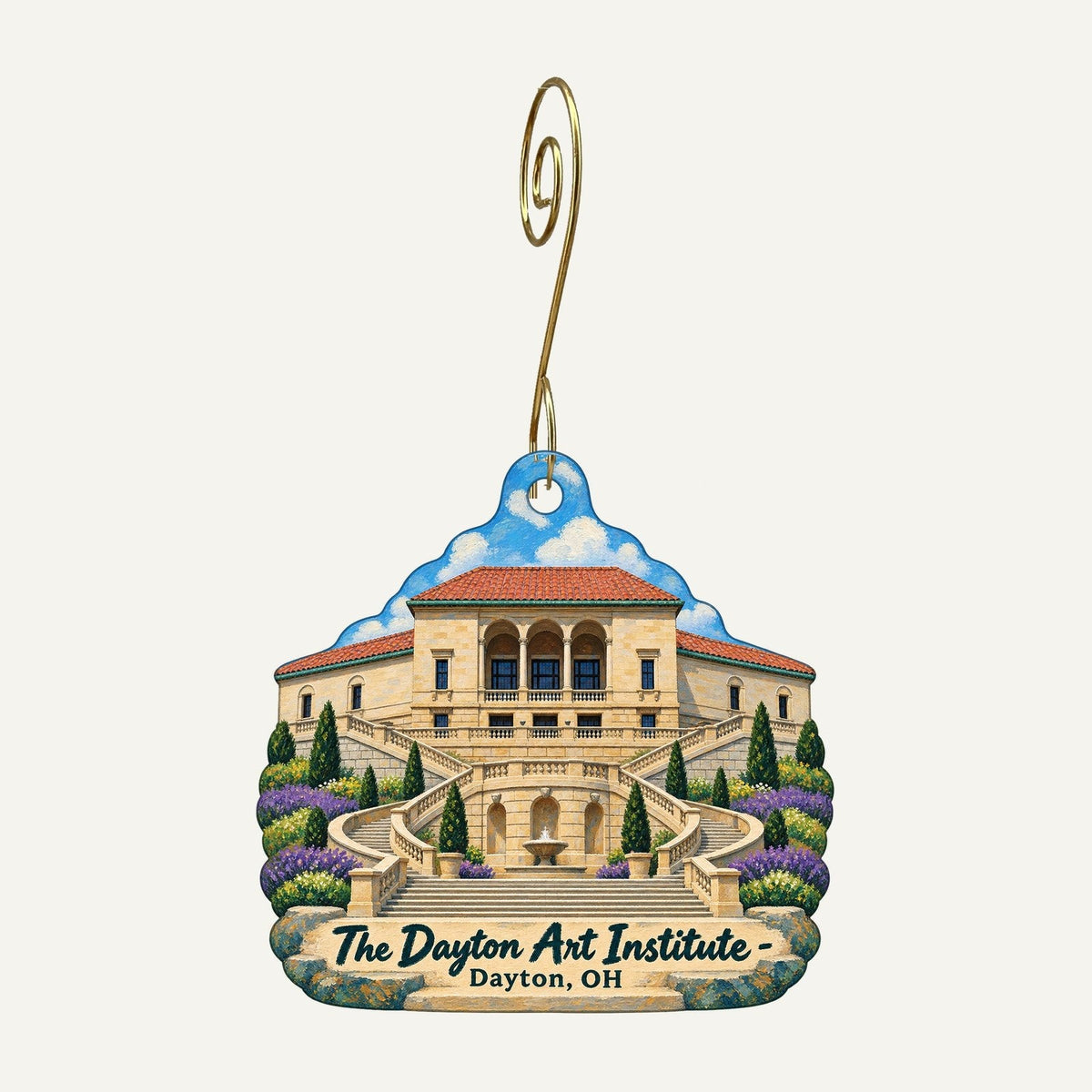 Dayton Art Institute Museum Store Logo custom wood ornament OC503 hanging on hook