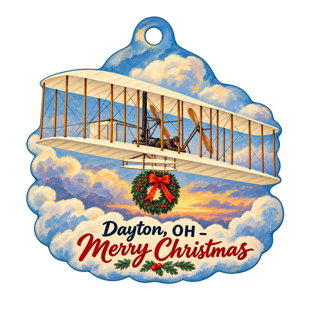Dayton Art Institute Museum Store Christmas custom wood ornament OC504 on white