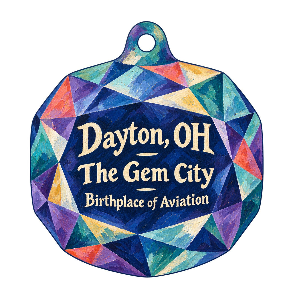 Dayton Art Institute Museum Store Town Icon custom wood ornament OC505 on white
