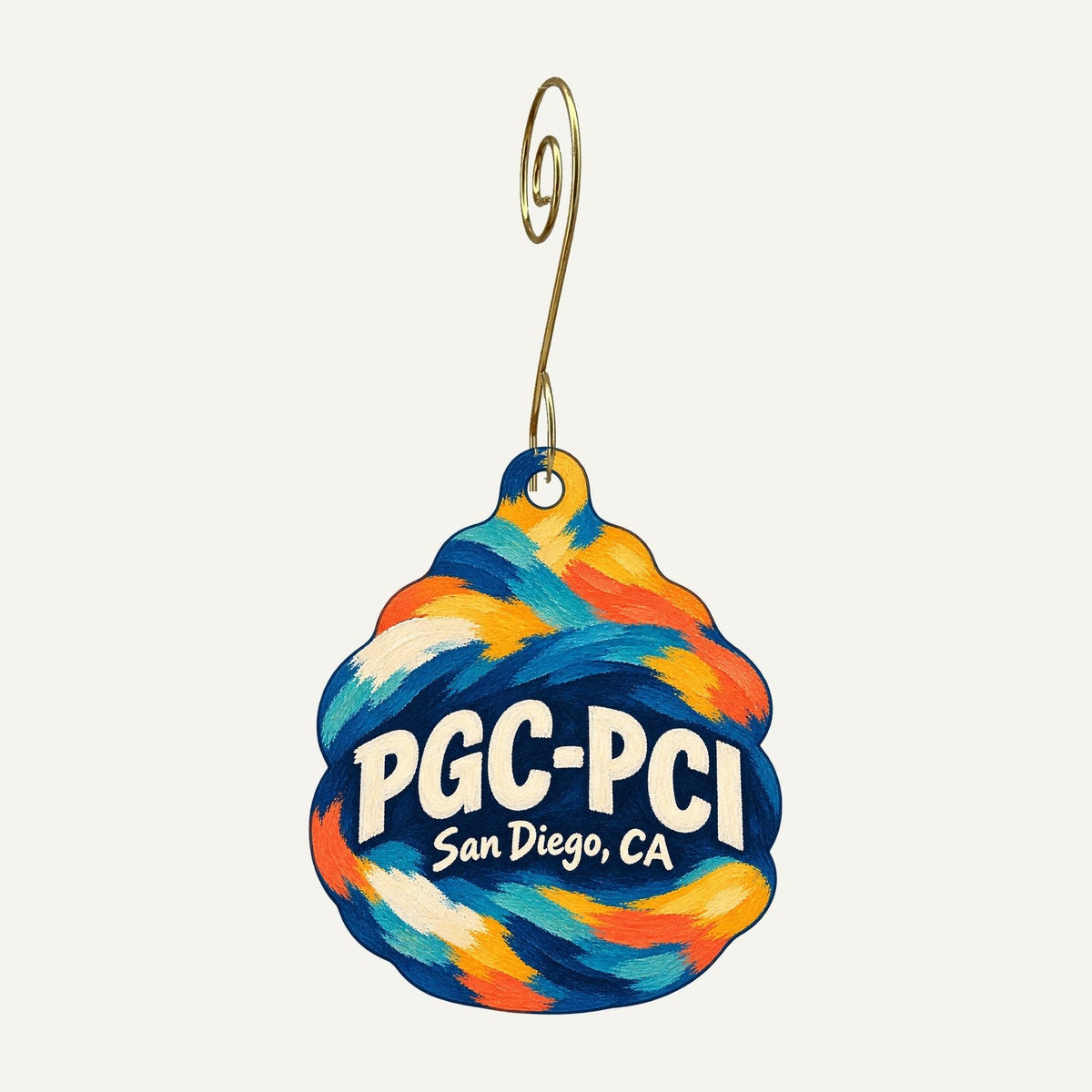 PGC-PCI Pacific Gateway Logo custom wood ornament OC506 hanging on hook