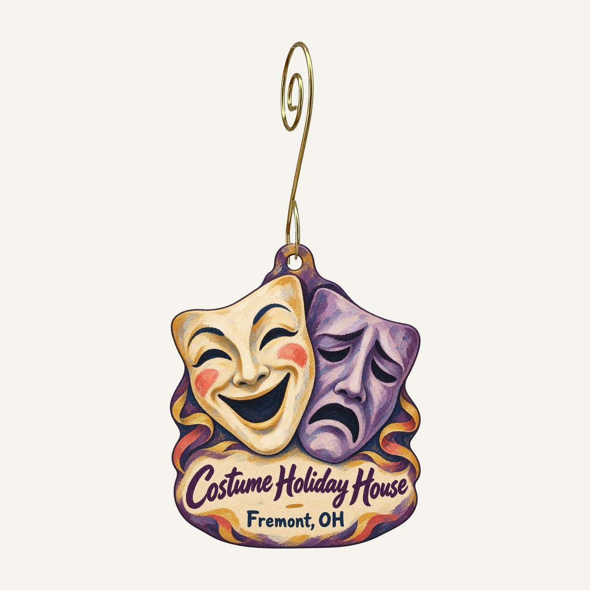 Costume Holiday House Logo custom wood ornament OC509 hanging on hook