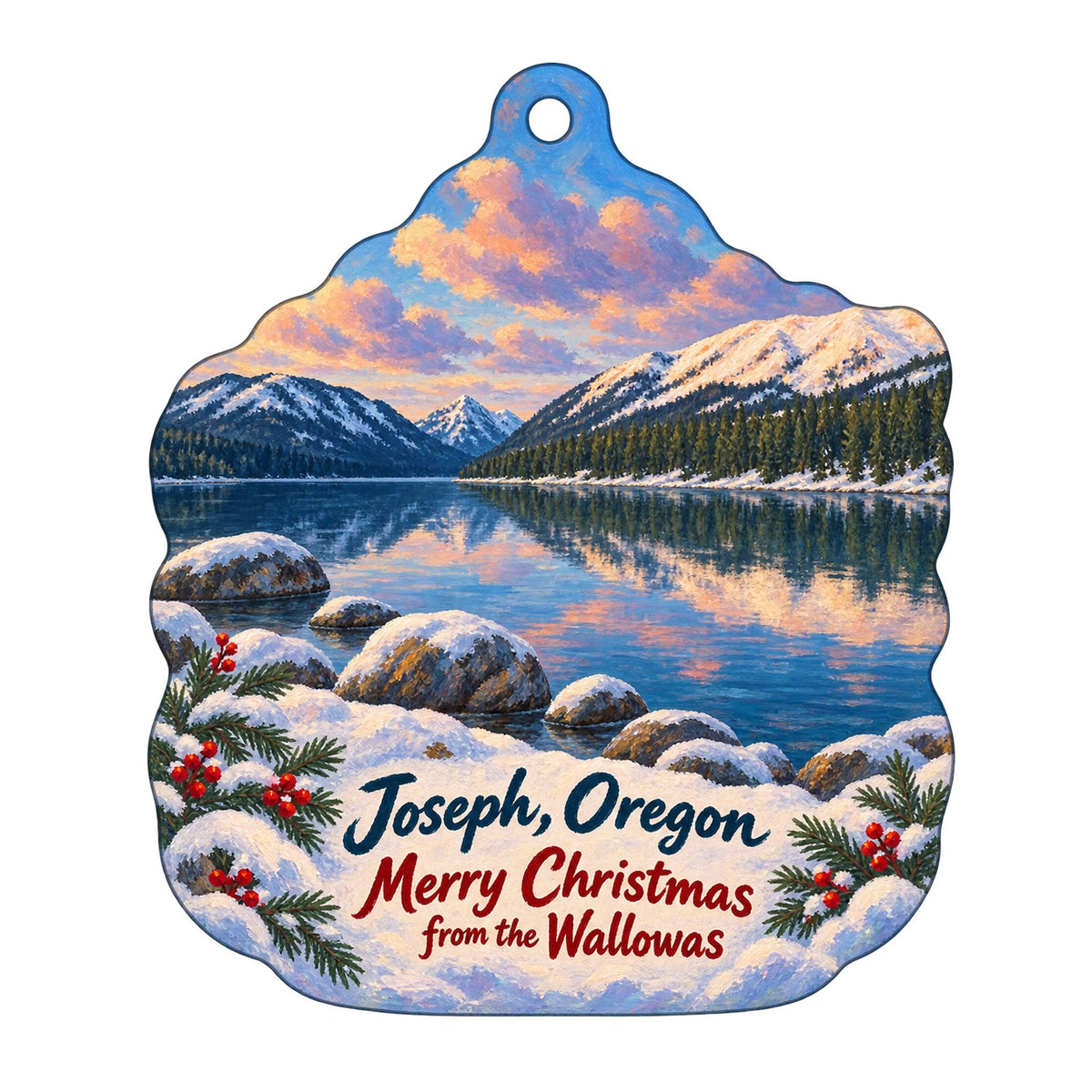 Copper Creek Mercantile Christmas custom wood ornament OC516 on white