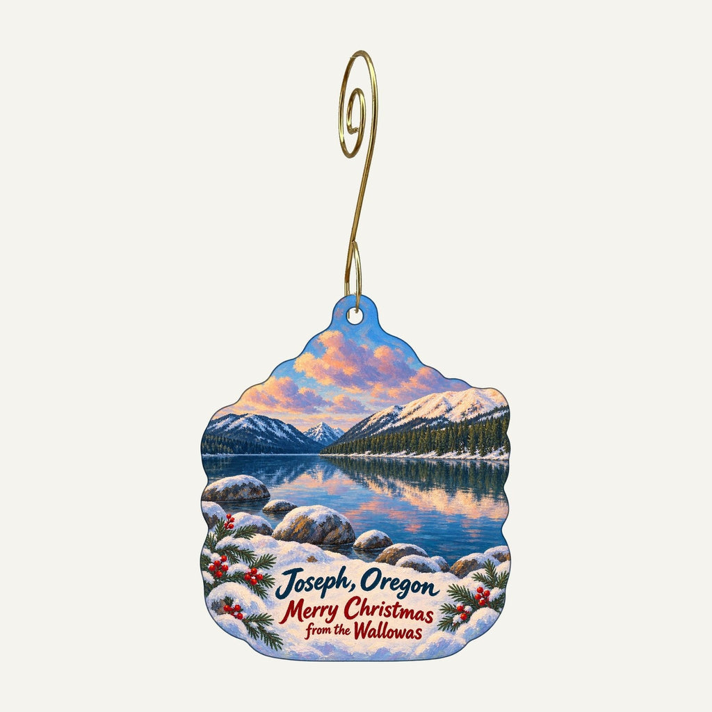 Copper Creek Mercantile Christmas custom wood ornament OC516 hanging on hook