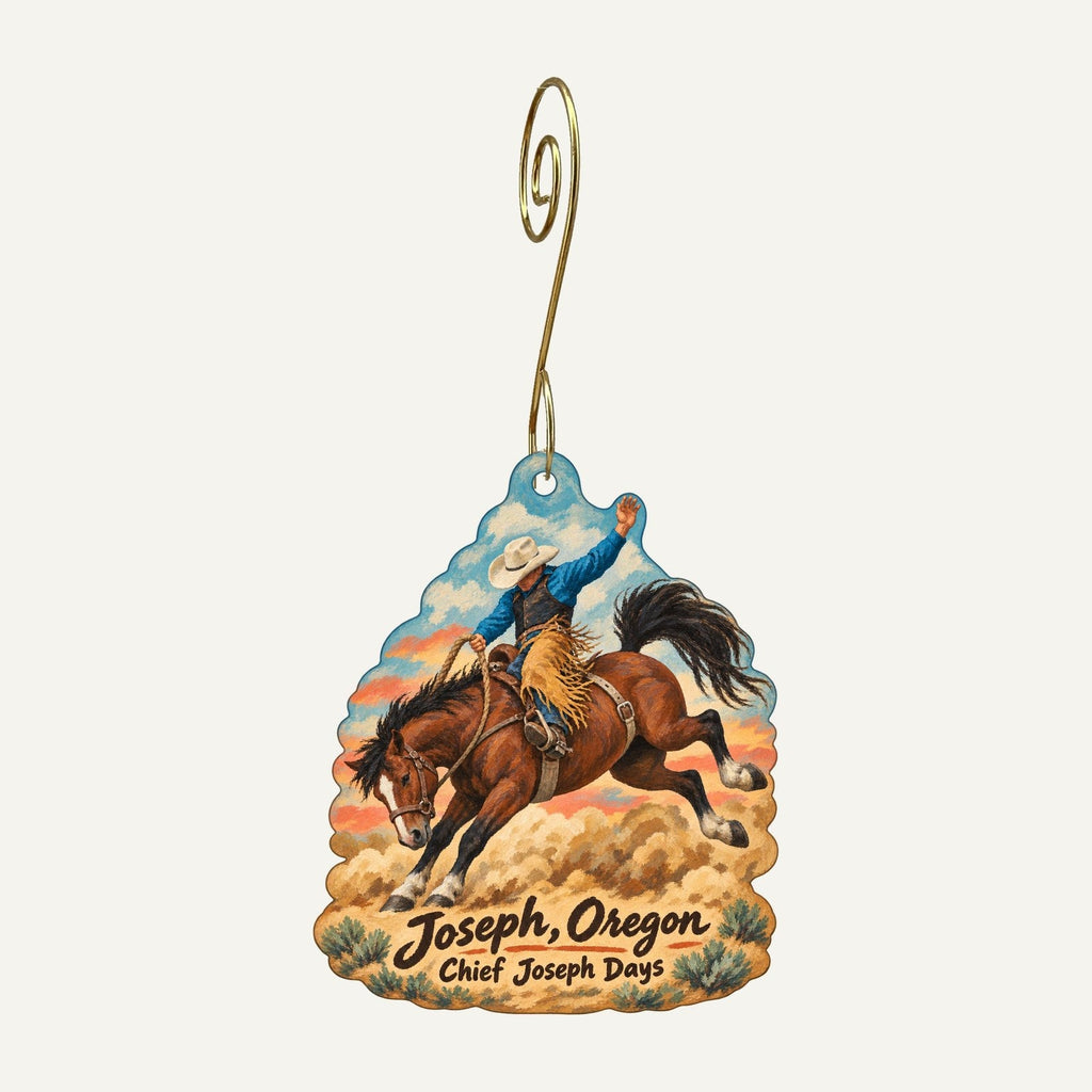 Copper Creek Mercantile Town Icon custom wood ornament OC517 hanging on hook
