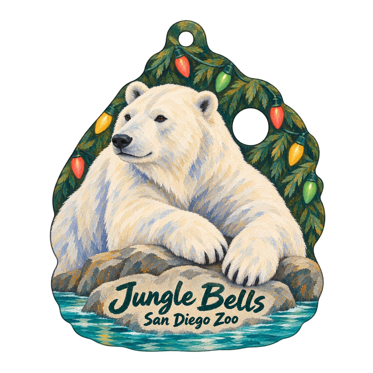 San Diego Zoo Wildlife Alliance Christmas custom wood ornament OC51 on white