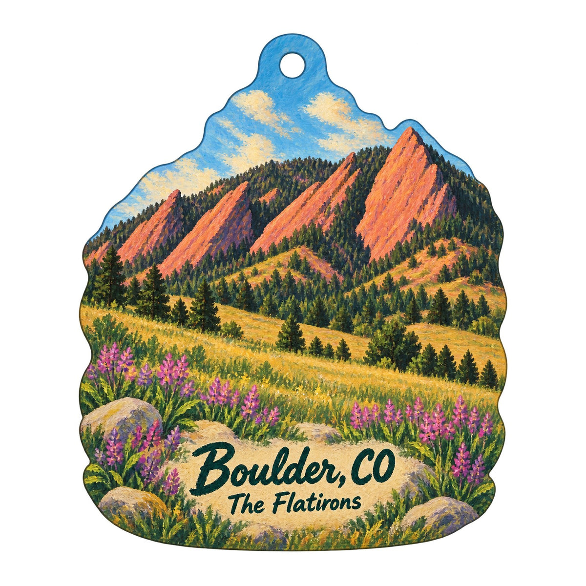 Bliss Town Icon custom wood ornament OC520 on white