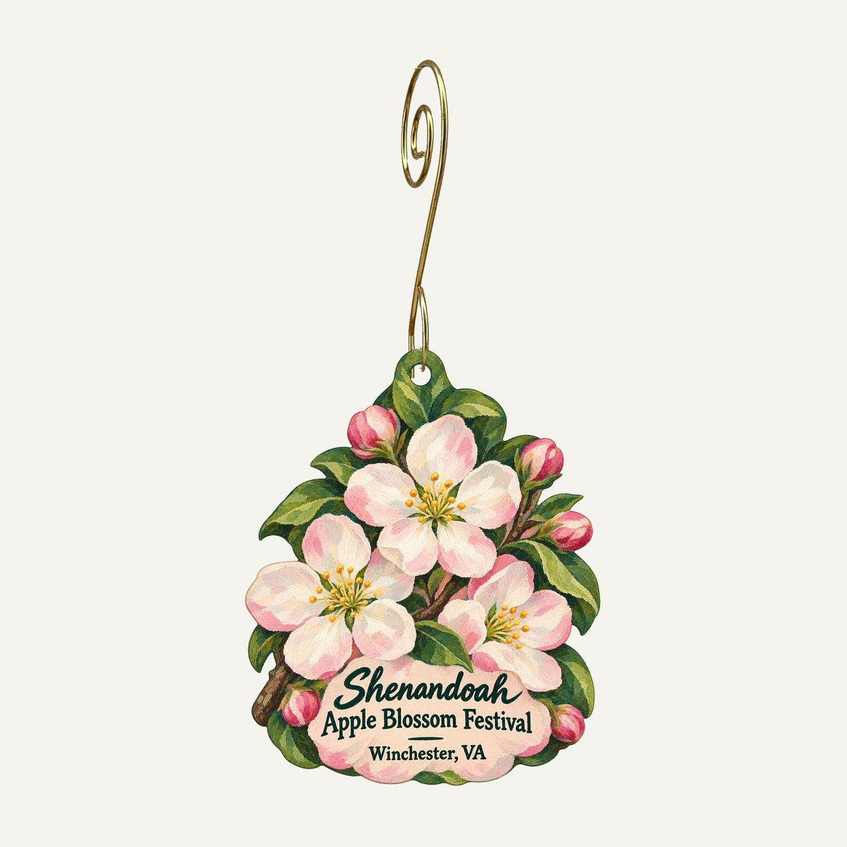 Handworks Gallery Town Icon custom wood ornament OC523 hanging on hook