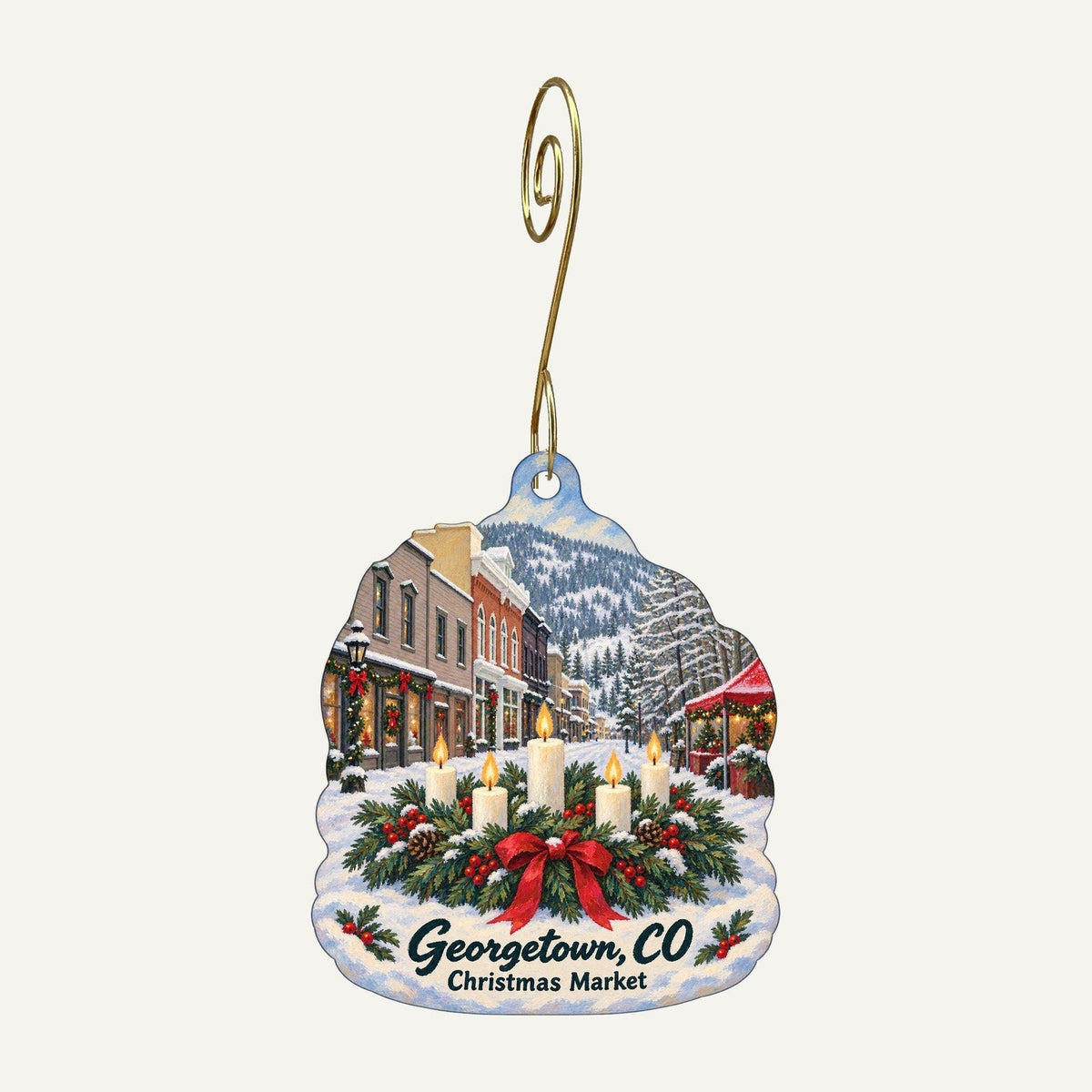 Shoppe Internationale Christmas custom wood ornament OC525 hanging on hook