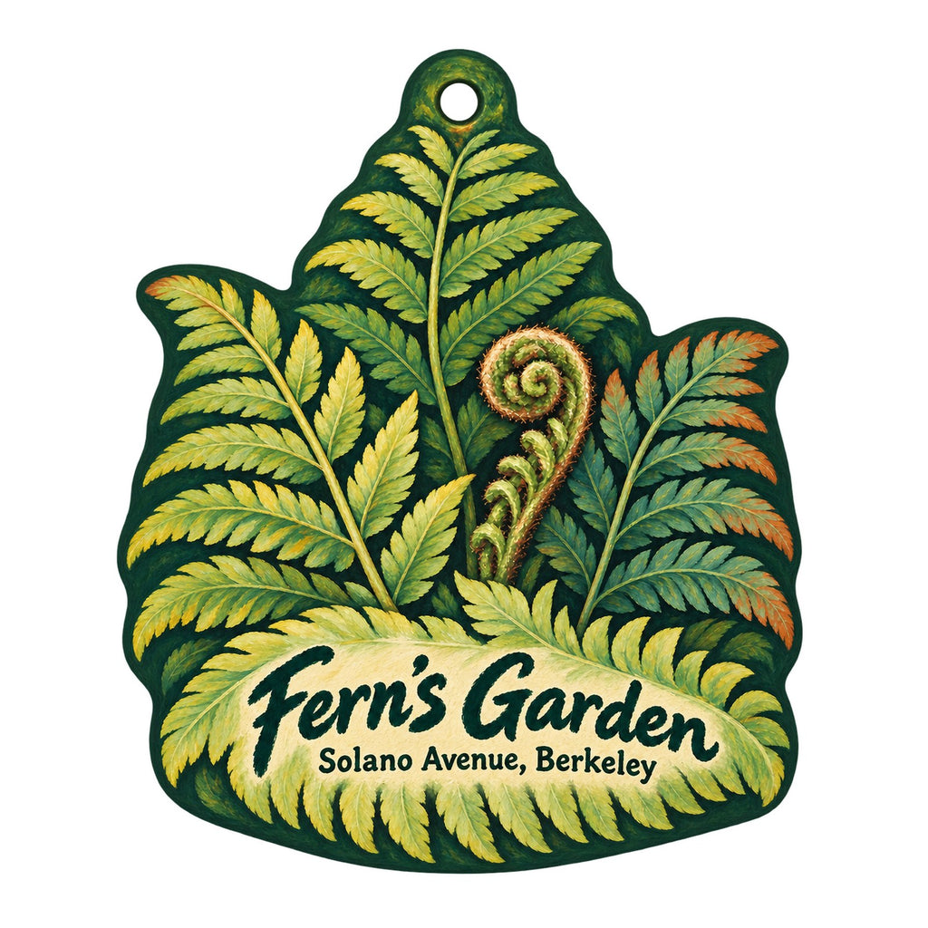 Fern's Garden Logo custom wood ornament OC527 on white