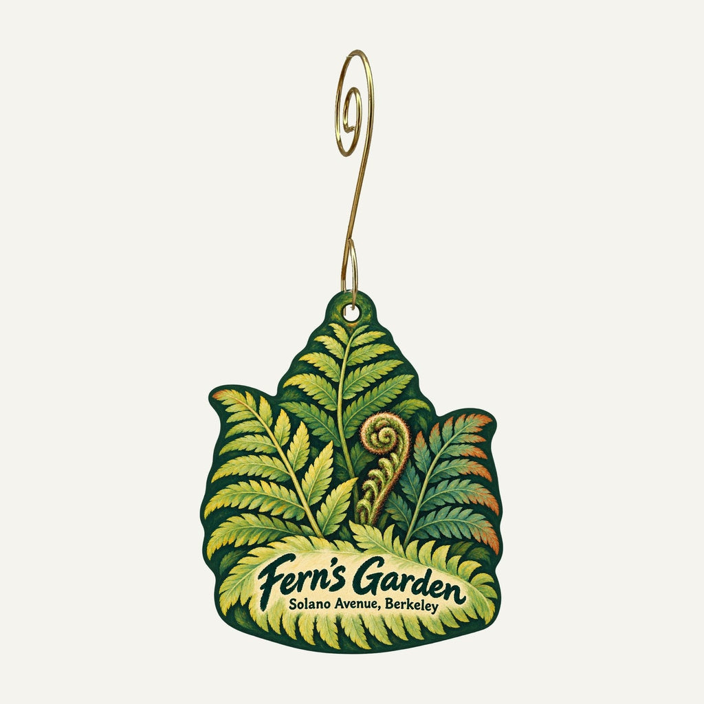 Fern's Garden Logo custom wood ornament OC527 hanging on hook