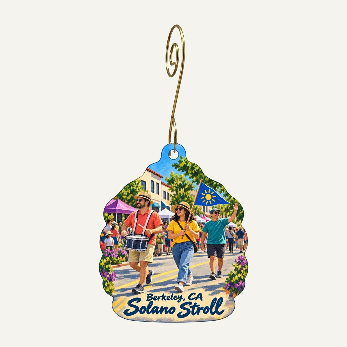 Fern's Garden Town Icon custom wood ornament OC529 hanging on hook