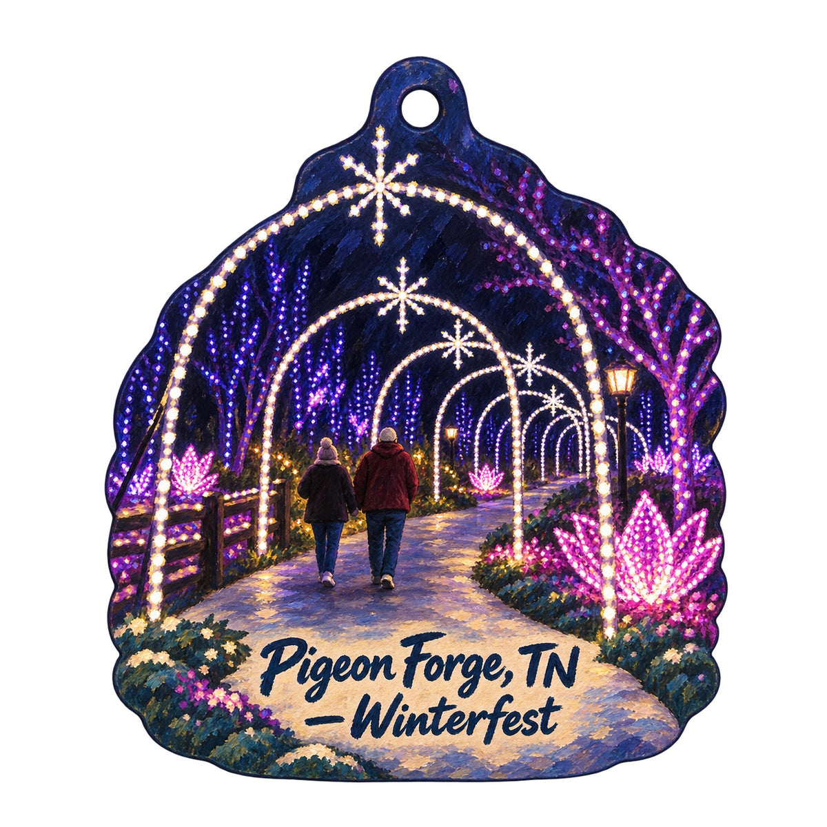 The Old Mill / Pigeon River Pottery Christmas custom wood ornament OC531 on white