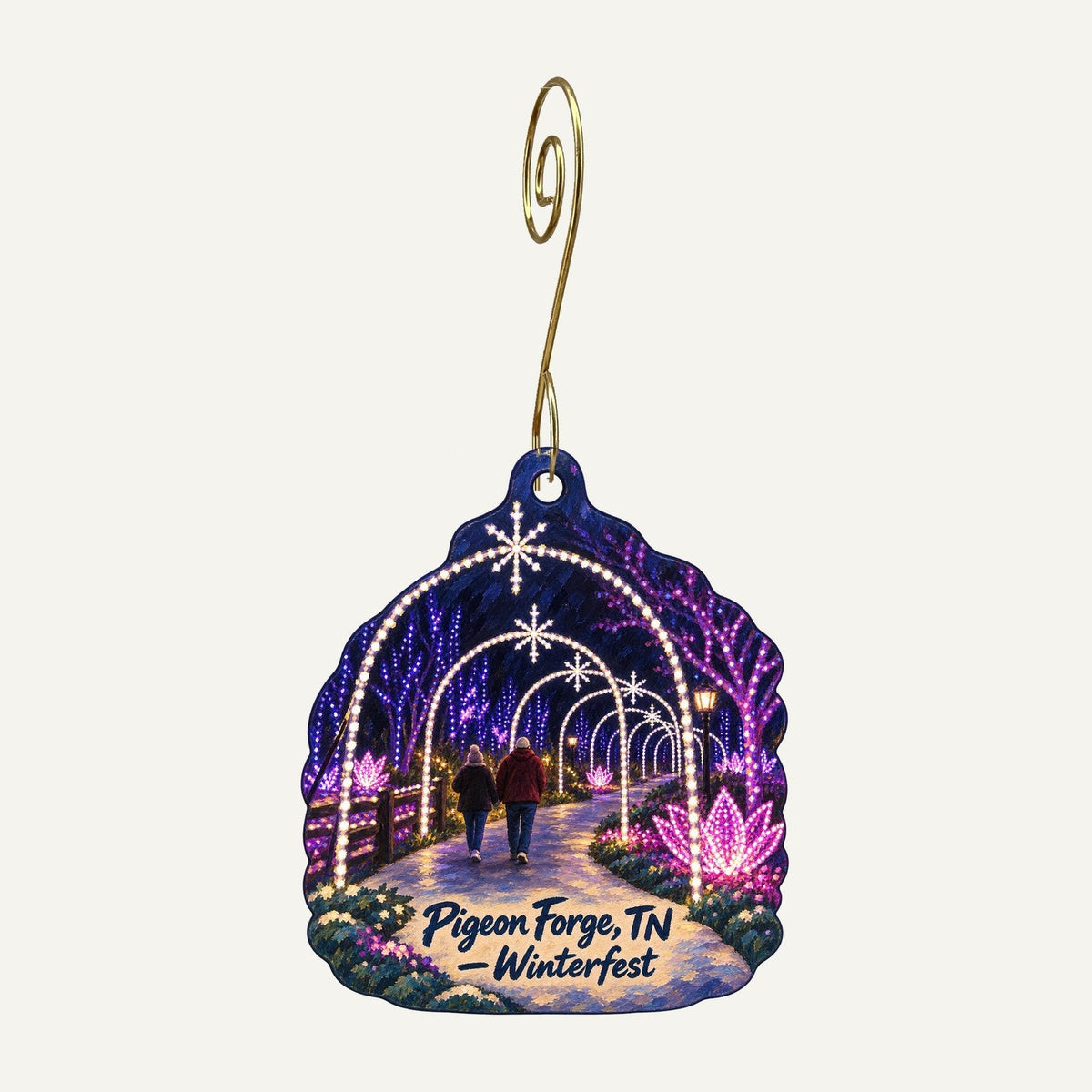 The Old Mill / Pigeon River Pottery Christmas custom wood ornament OC531 hanging on hook