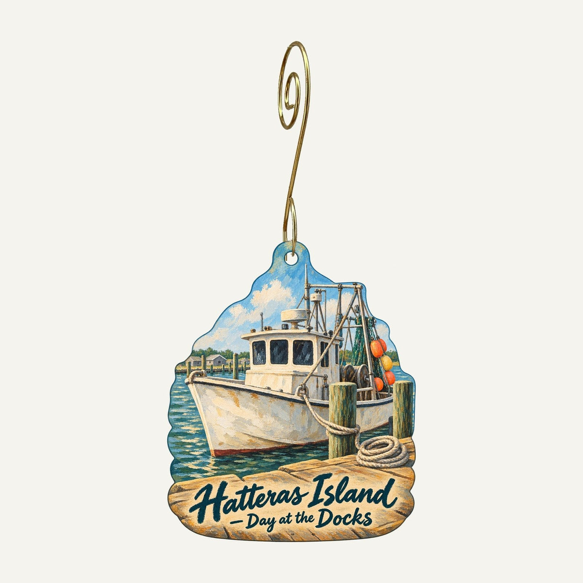 Park Store at Cape Hatteras Lighthouse Town Icon custom wood ornament OC535 hanging on hook