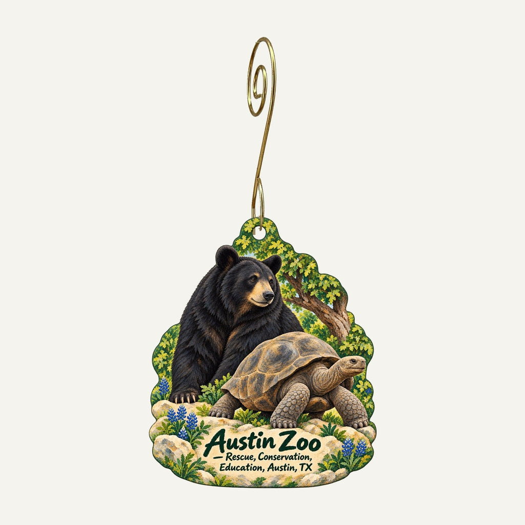 Austin Zoo Logo custom wood ornament OC536 hanging on hook