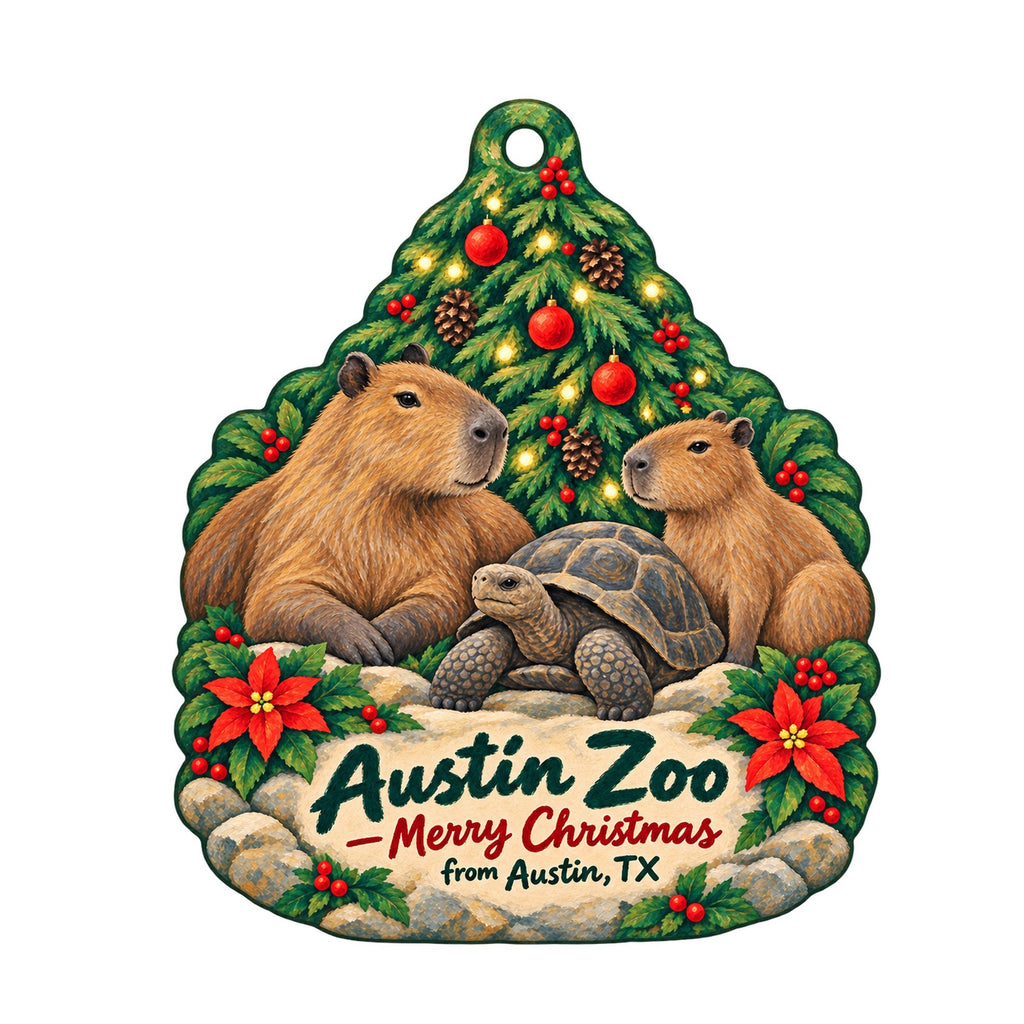 Austin Zoo Christmas custom wood ornament OC537 on white