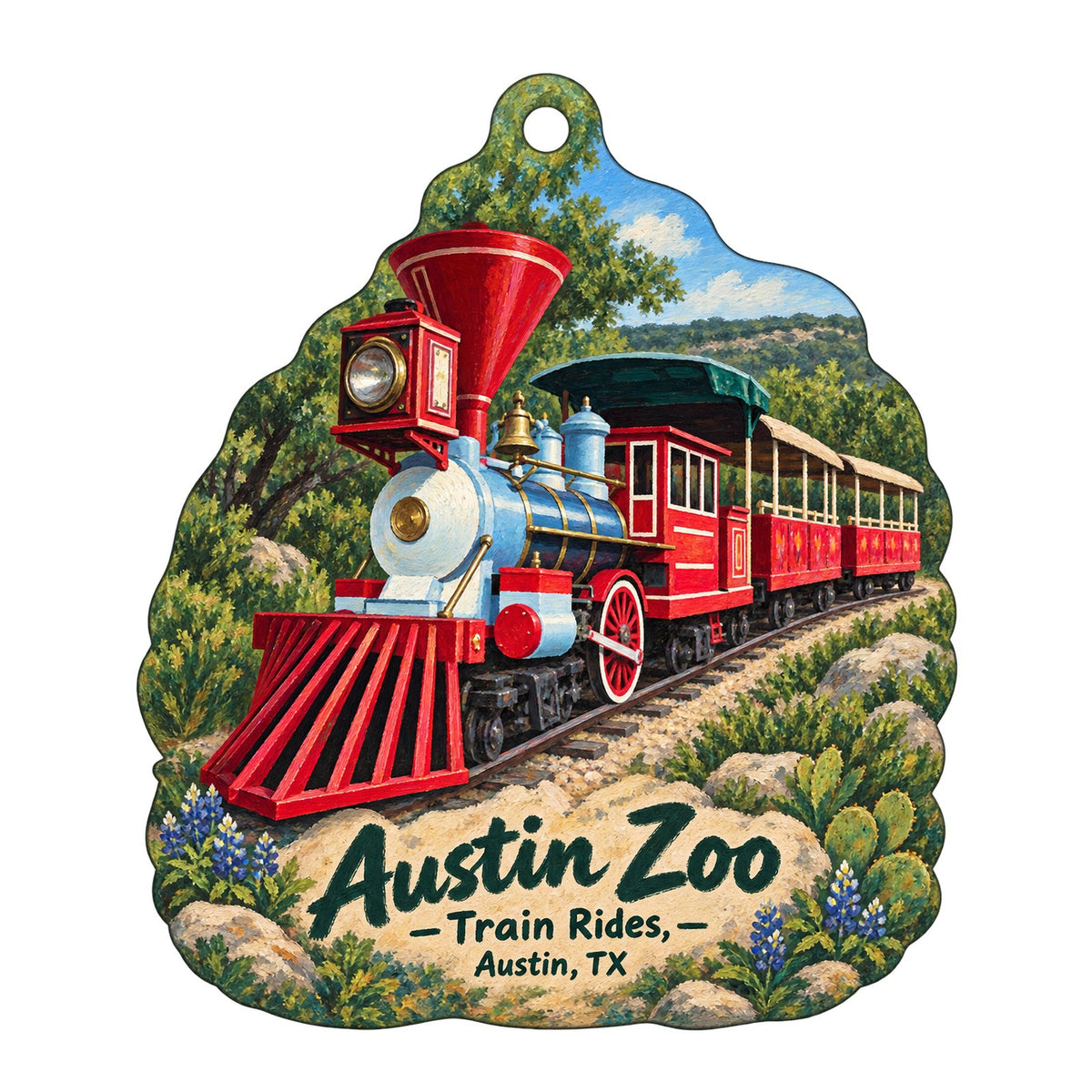 Austin Zoo Town Icon custom wood ornament OC538 on white