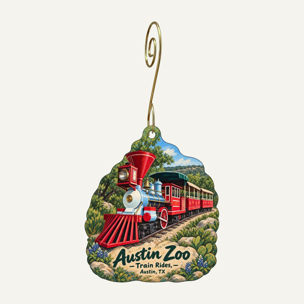 Austin Zoo Town Icon custom wood ornament OC538 hanging on hook