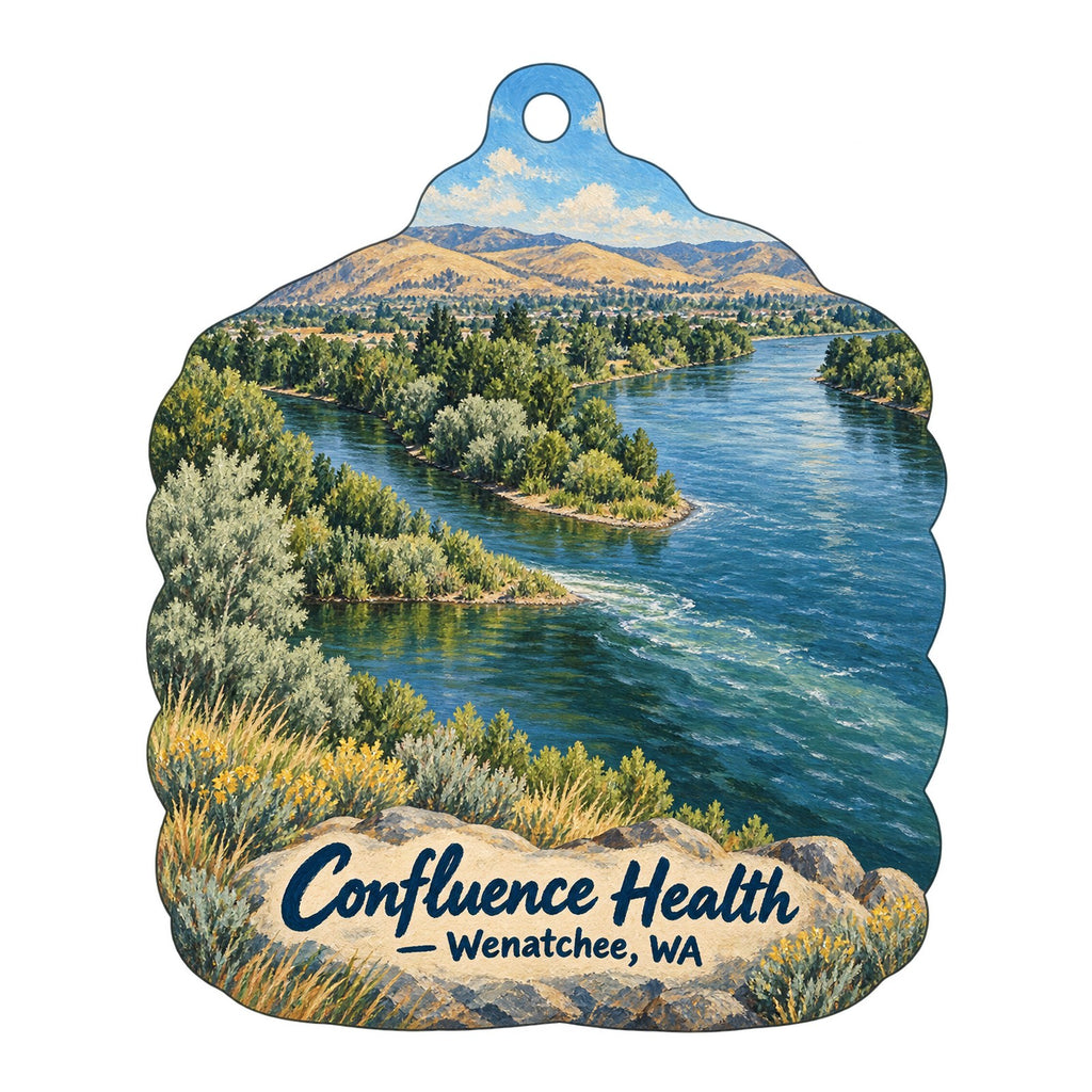 Confluence Health Logo custom wood ornament OC539 on white