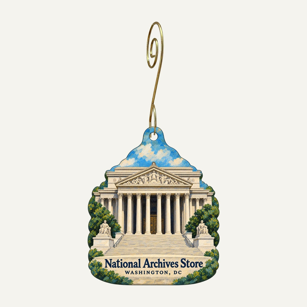 National Archives Store Logo custom wood ornament OC53 hanging on hook